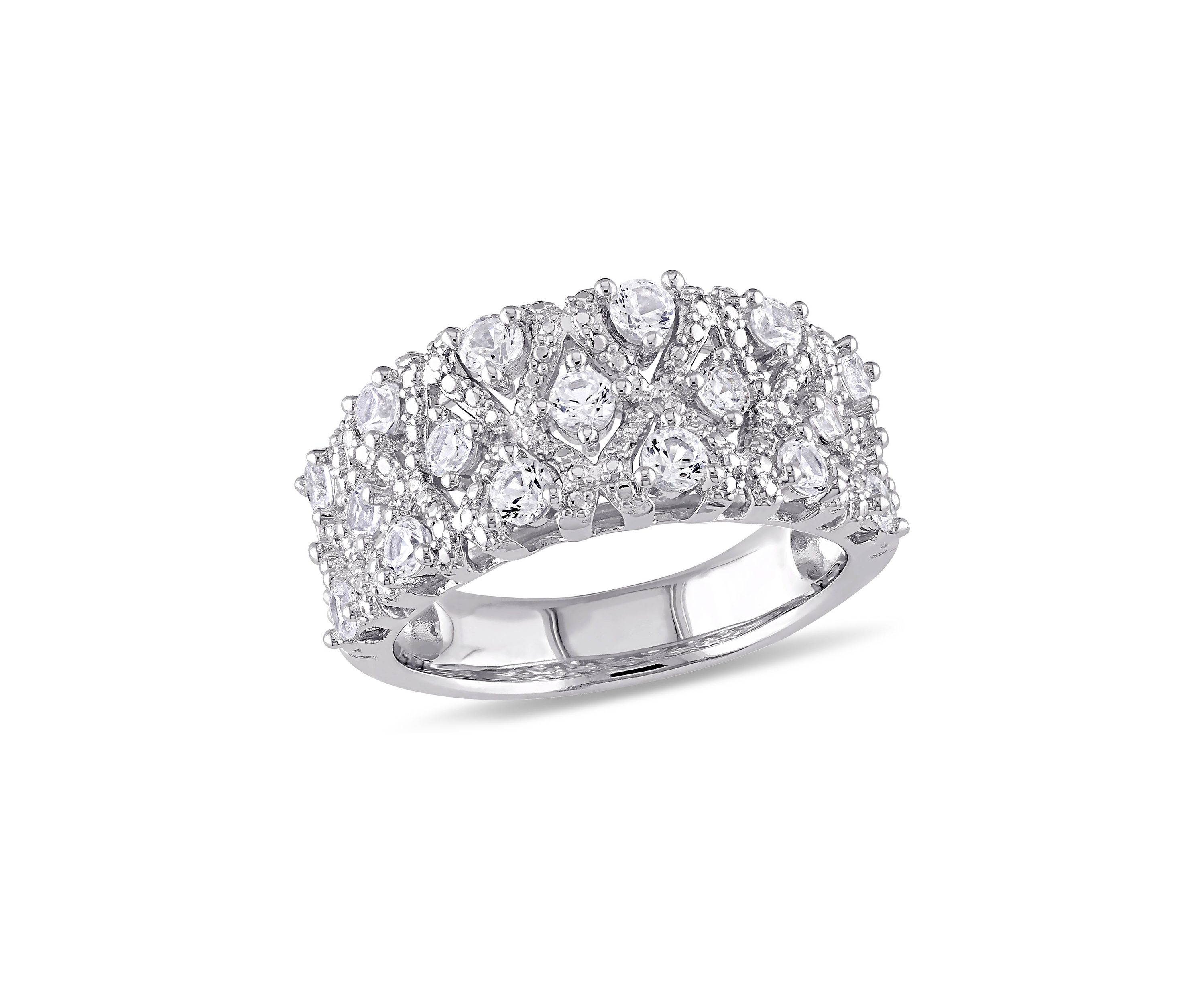 Lab Created 1.3 CT TGW Created White Sapphire Lattice Ring in Sterling Silver