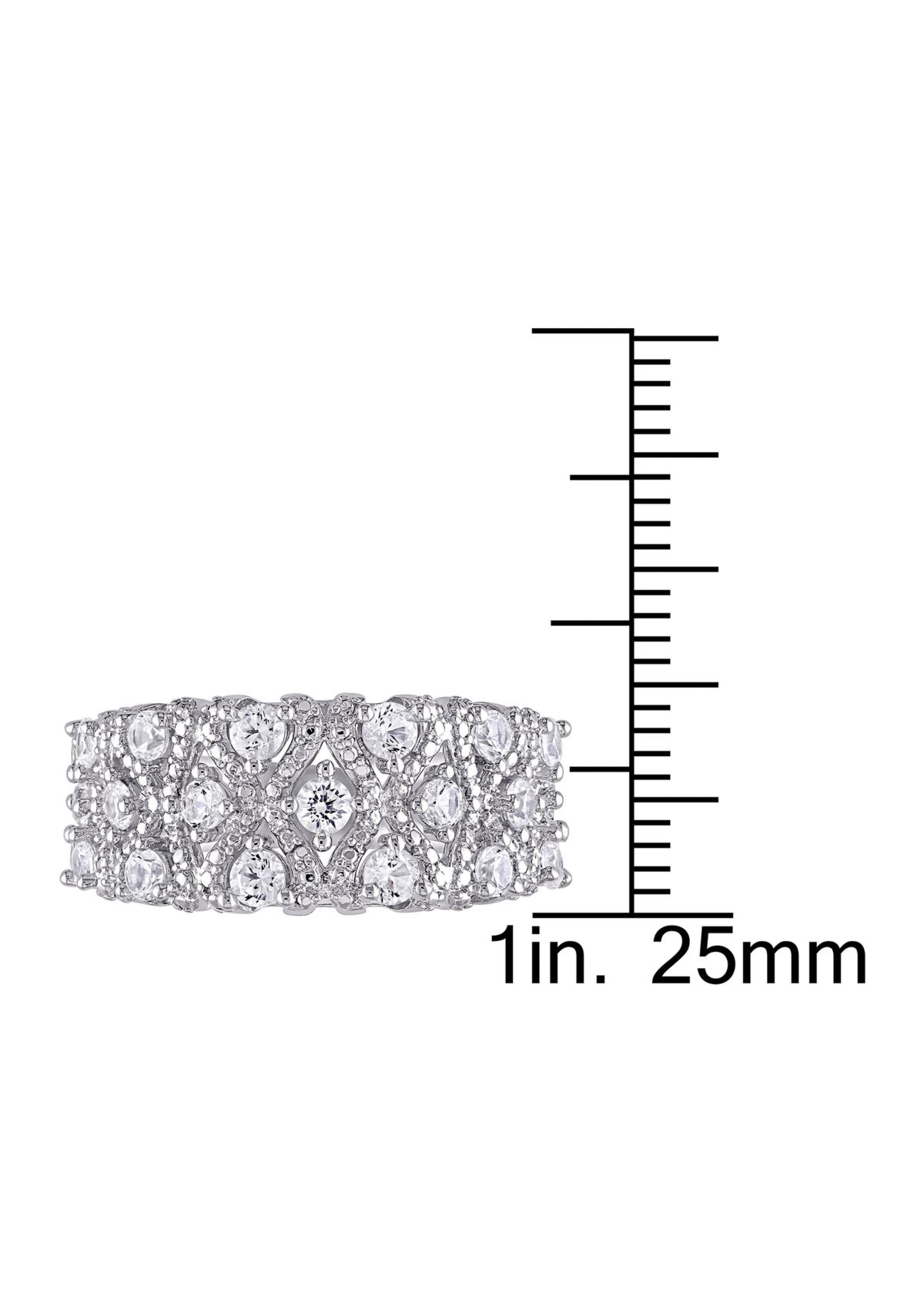 Lab Created 1.3 CT TGW Created White Sapphire Lattice Ring in Sterling Silver