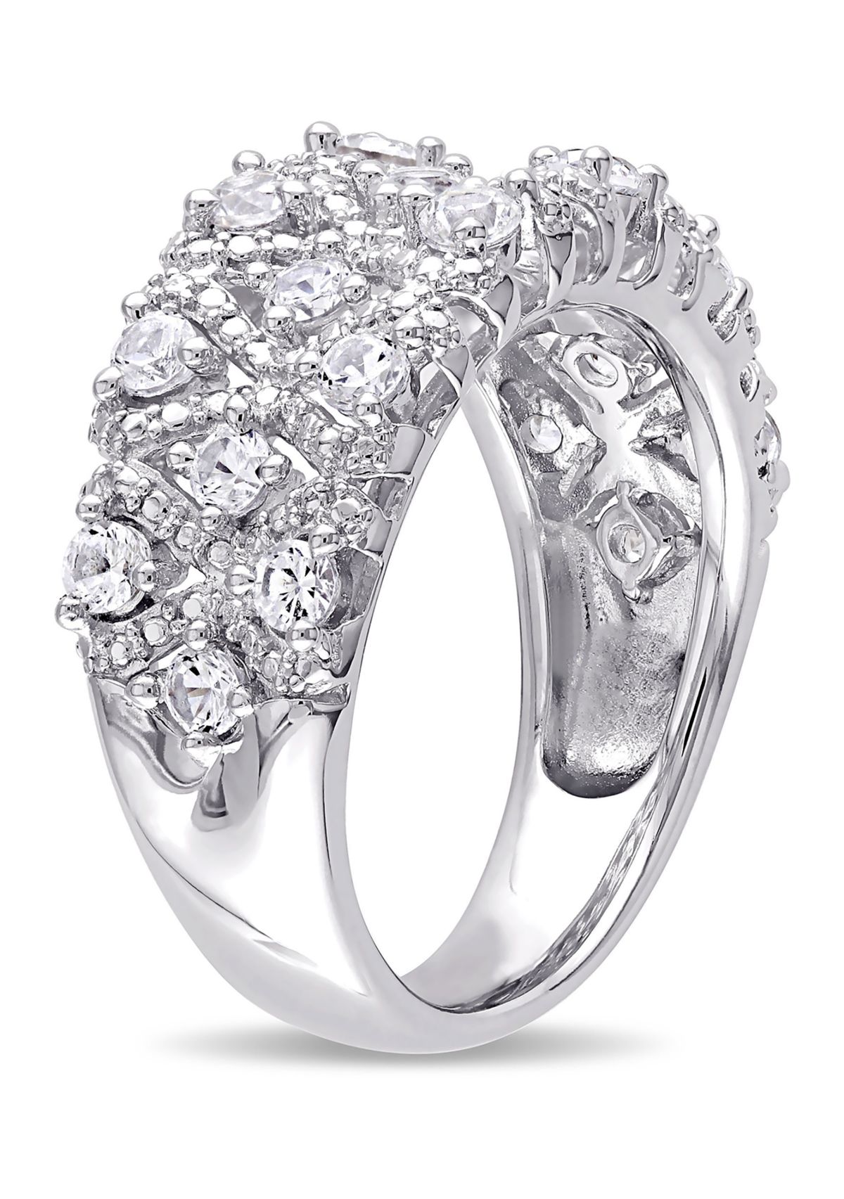 Lab Created 1.3 CT TGW Created White Sapphire Lattice Ring in Sterling Silver