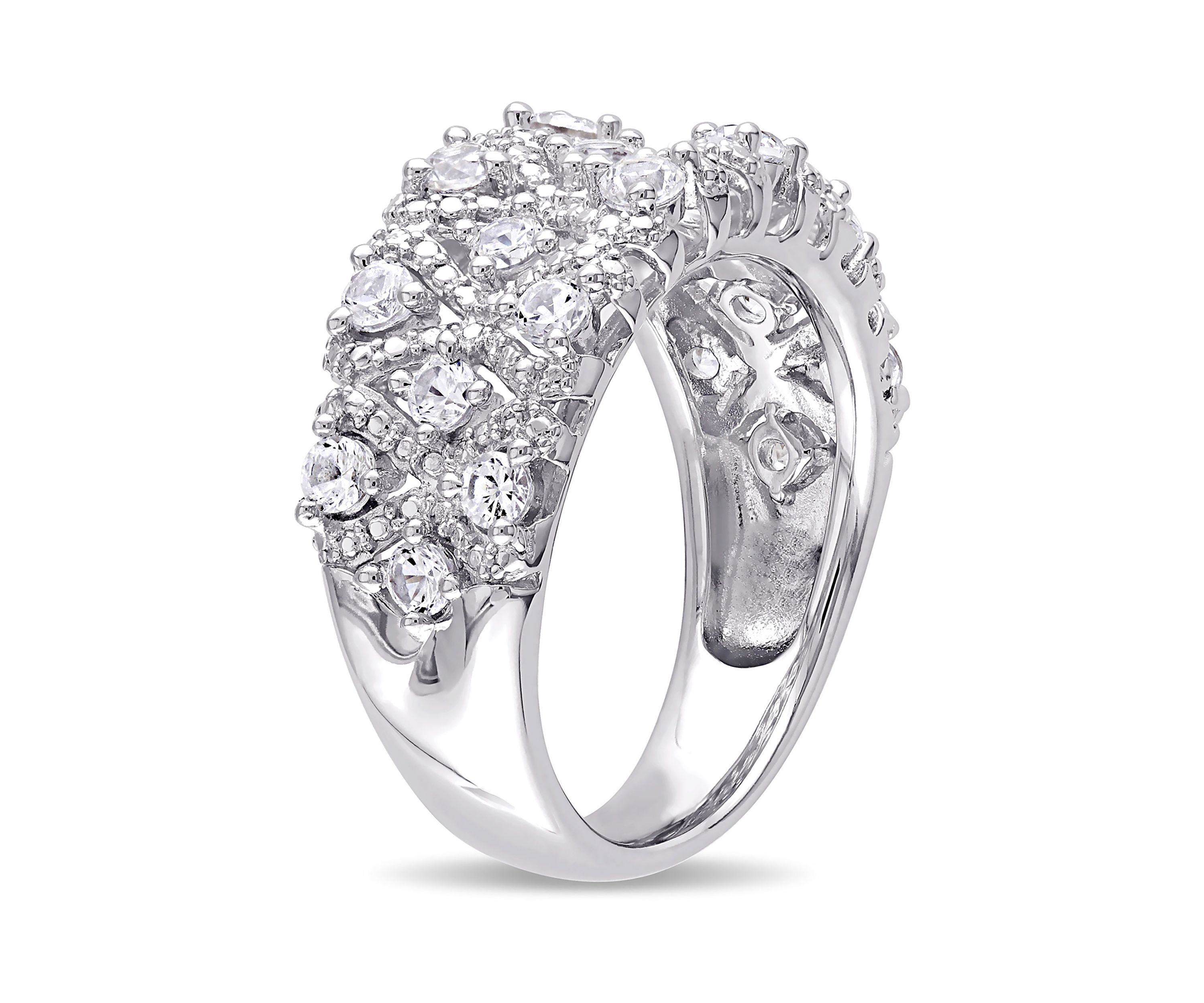 Lab Created 1.3 CT TGW Created White Sapphire Lattice Ring in Sterling Silver