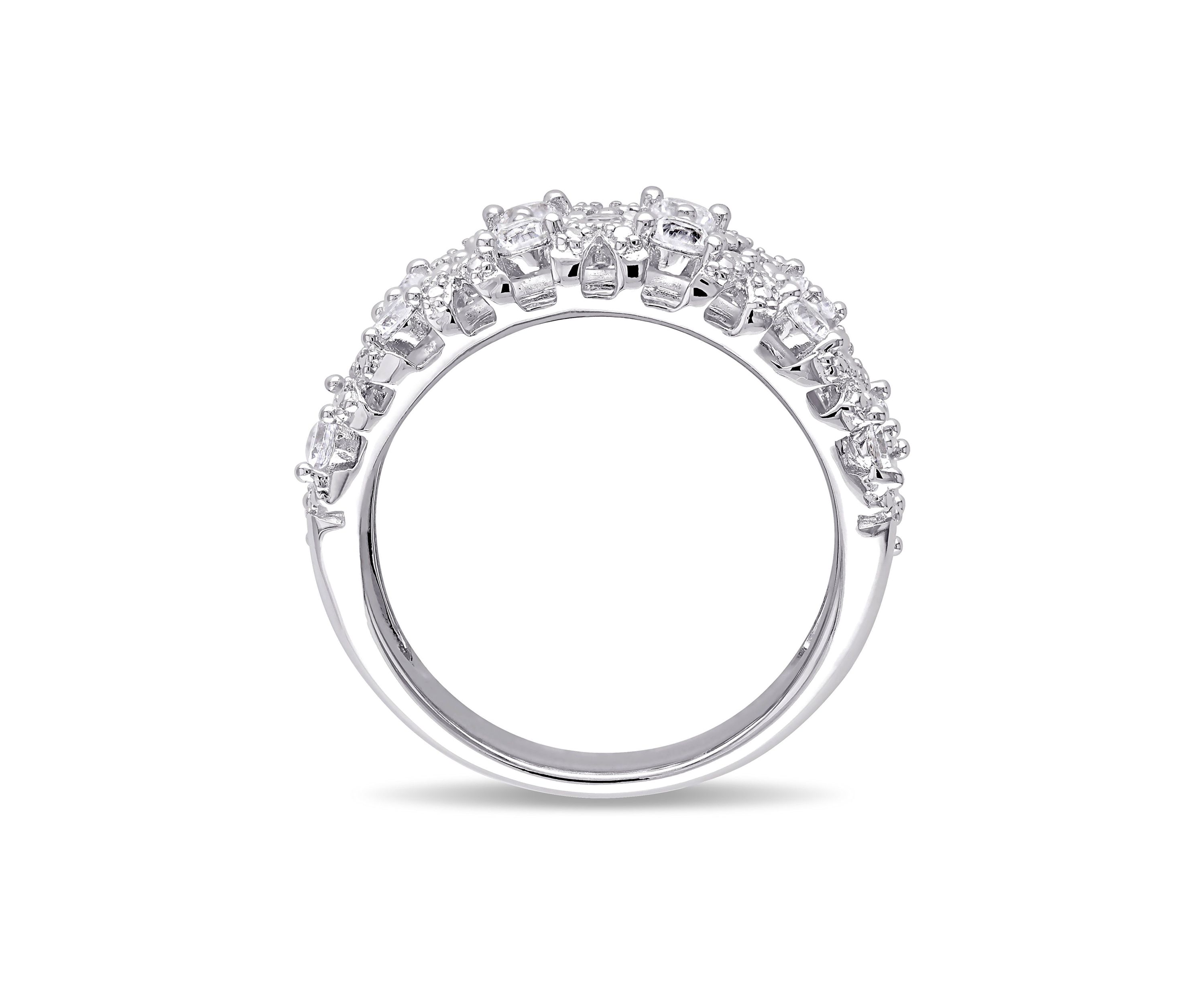 Lab Created 1.3 CT TGW Created White Sapphire Lattice Ring in Sterling Silver
