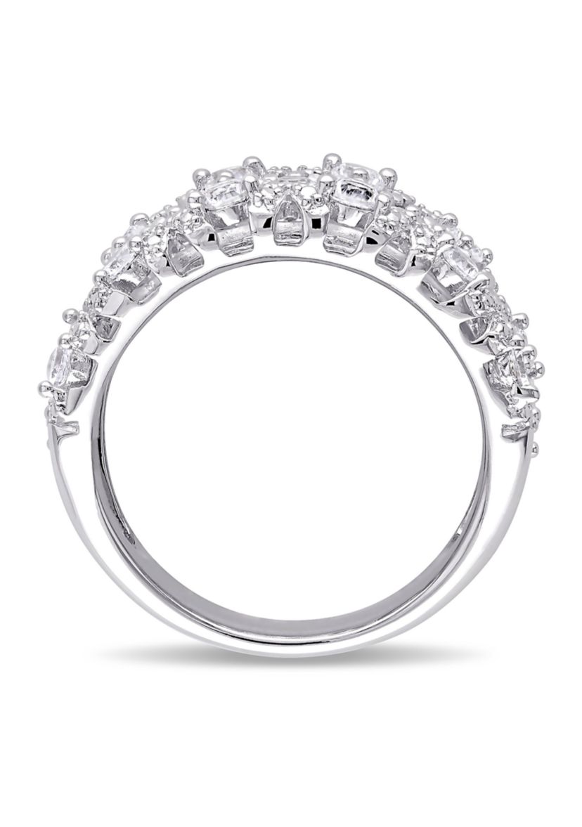 Lab Created 1.3 CT TGW Created White Sapphire Lattice Ring in Sterling Silver
