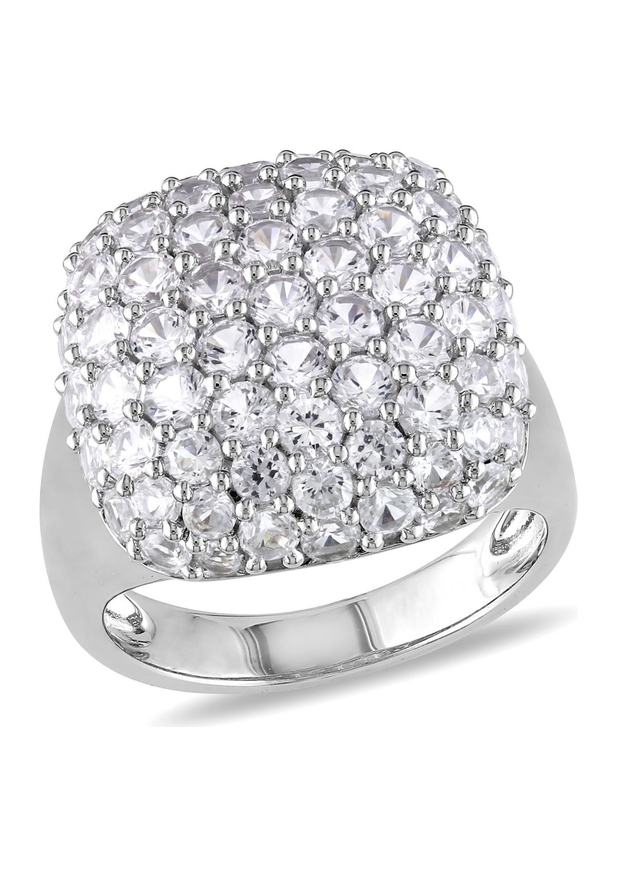 Lab Created 4.88 CT TGW Created White Sapphire Cluster Cocktail Ring in Sterling Silver