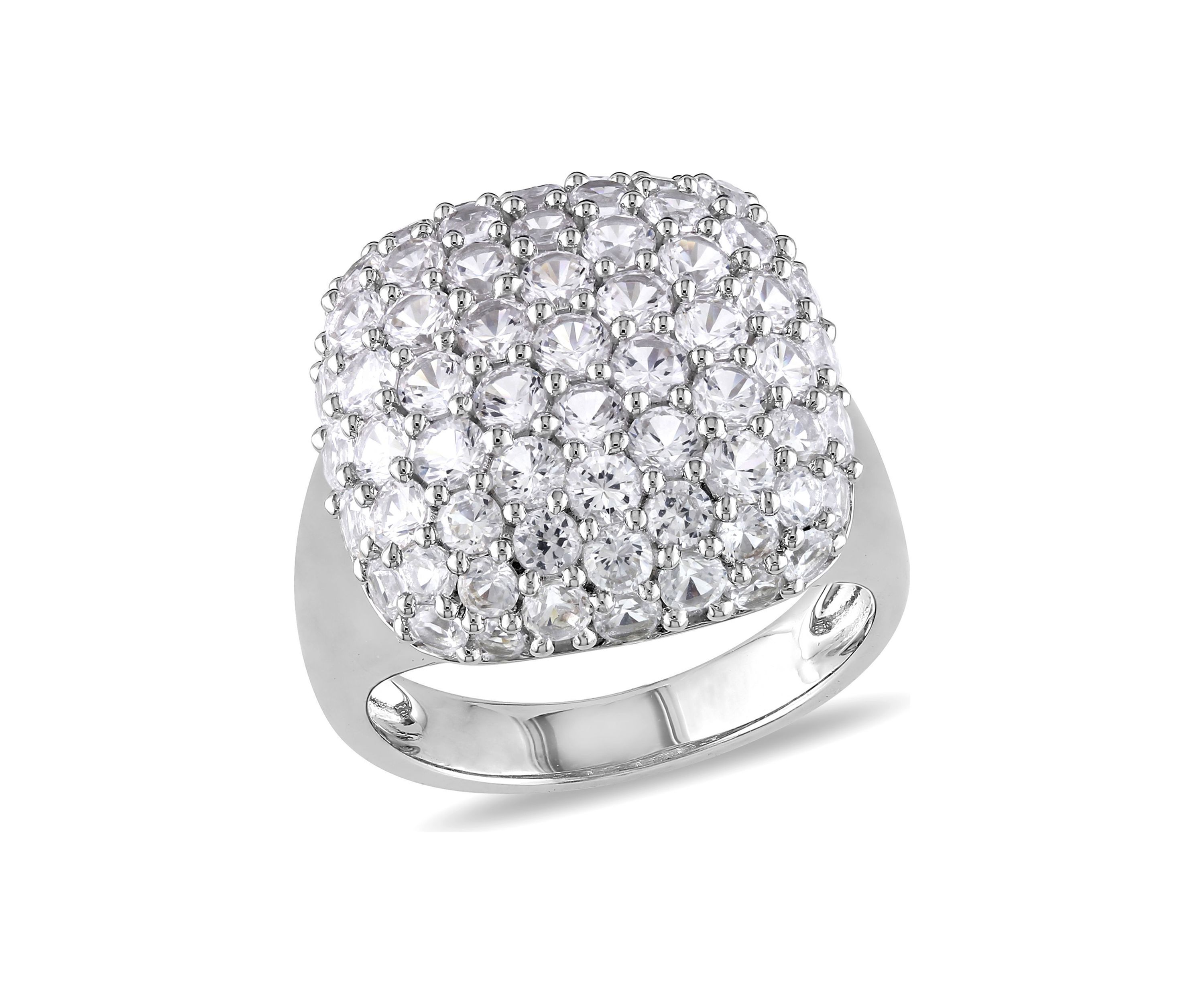 Lab Created 4.88 CT TGW Created White Sapphire Cluster Cocktail Ring in Sterling Silver