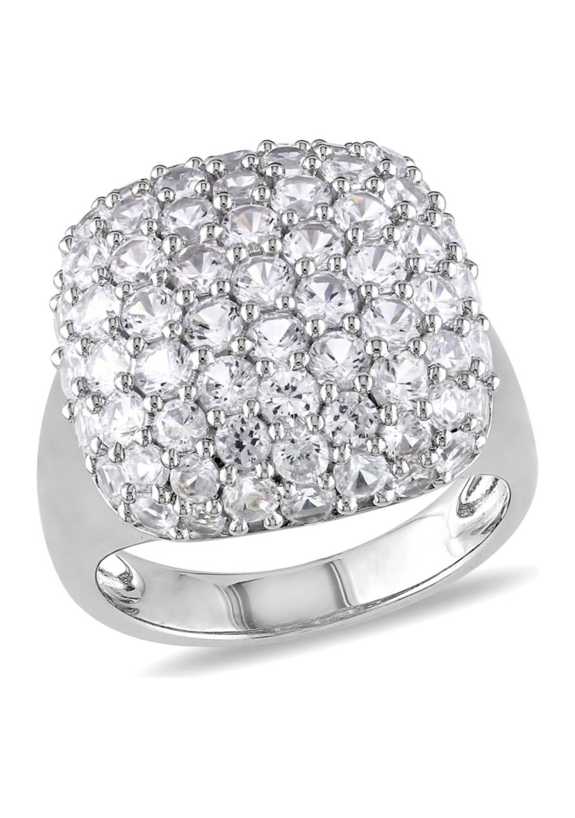 Lab Created 4.88 CT TGW Created White Sapphire Cluster Cocktail Ring in Sterling Silver