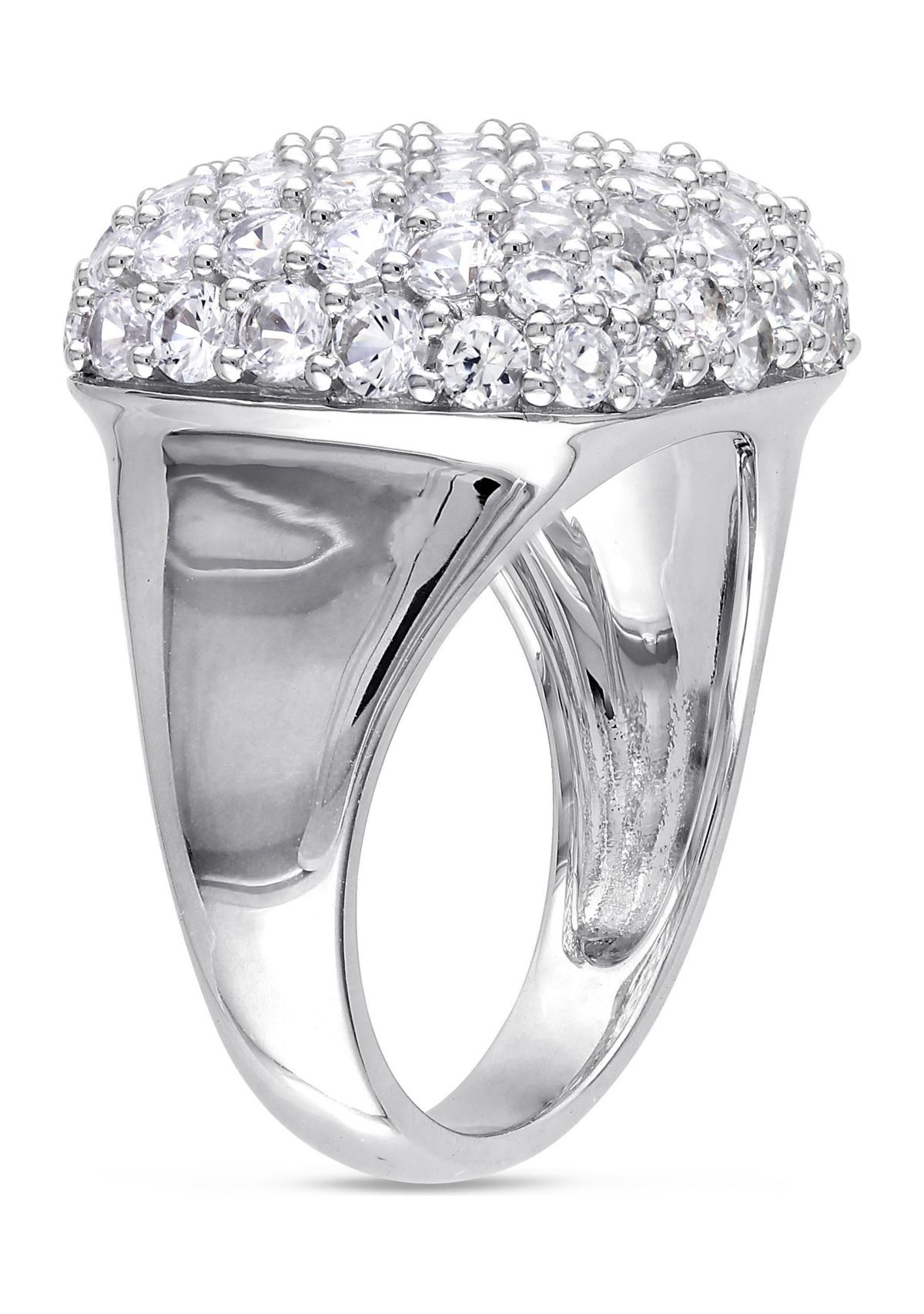 Lab Created 4.88 CT TGW Created White Sapphire Cluster Cocktail Ring in Sterling Silver