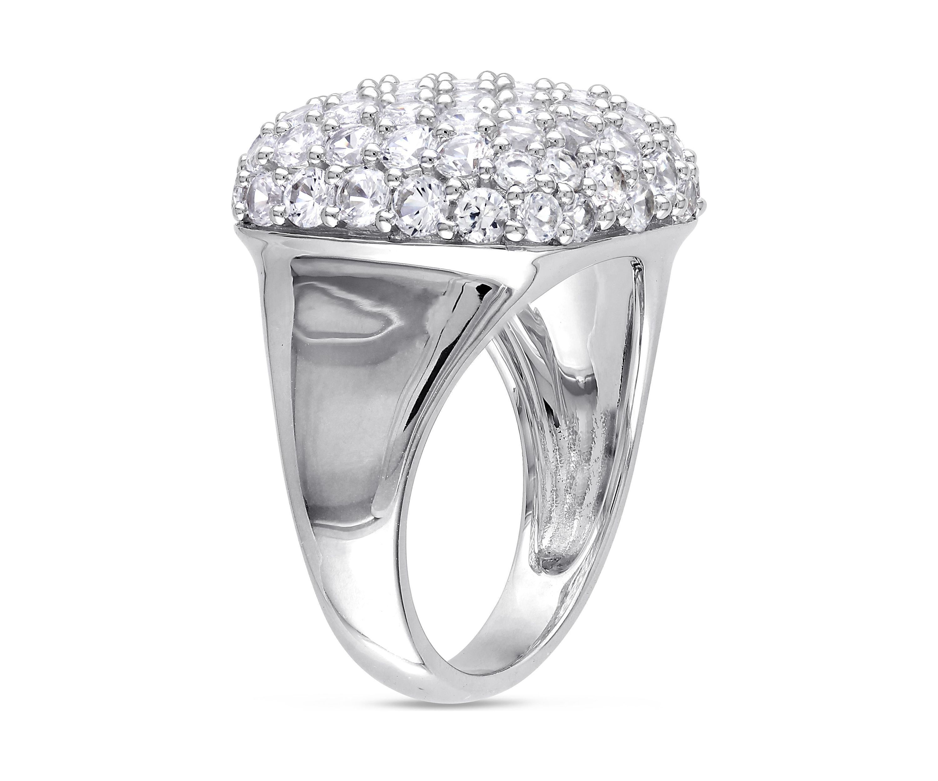 Lab Created 4.88 CT TGW Created White Sapphire Cluster Cocktail Ring in Sterling Silver