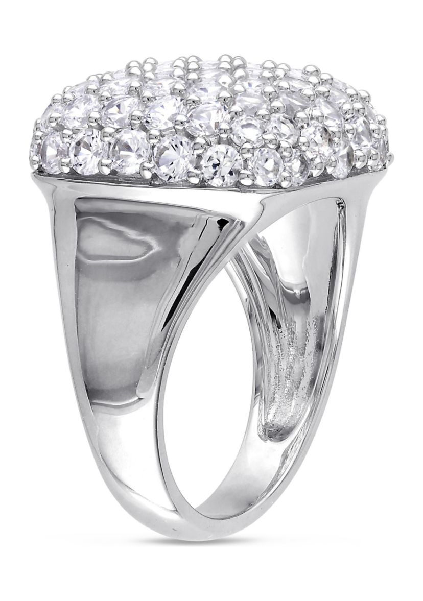 Lab Created 4.88 CT TGW Created White Sapphire Cluster Cocktail Ring in Sterling Silver