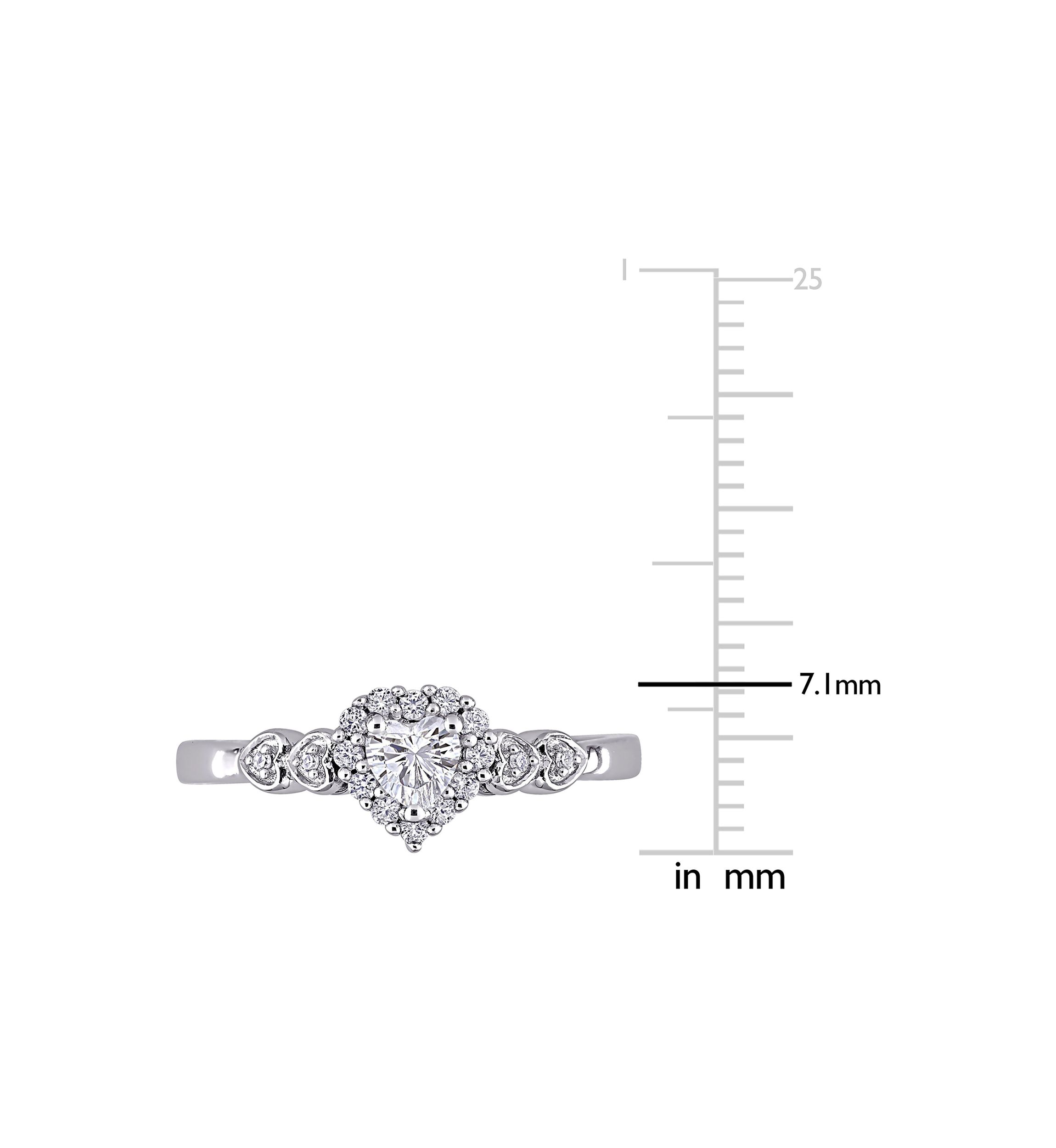 Lab Created 3/8 CT TGW Created White Sapphire and Diamond-Accent Heart Ring in Sterling Silver