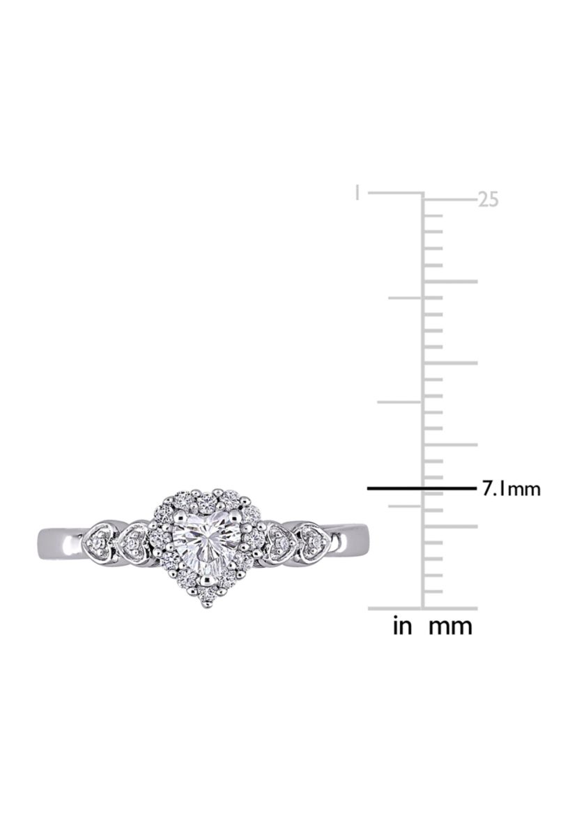 Lab Created 3/8 CT TGW Created White Sapphire and Diamond-Accent Heart Ring in Sterling Silver