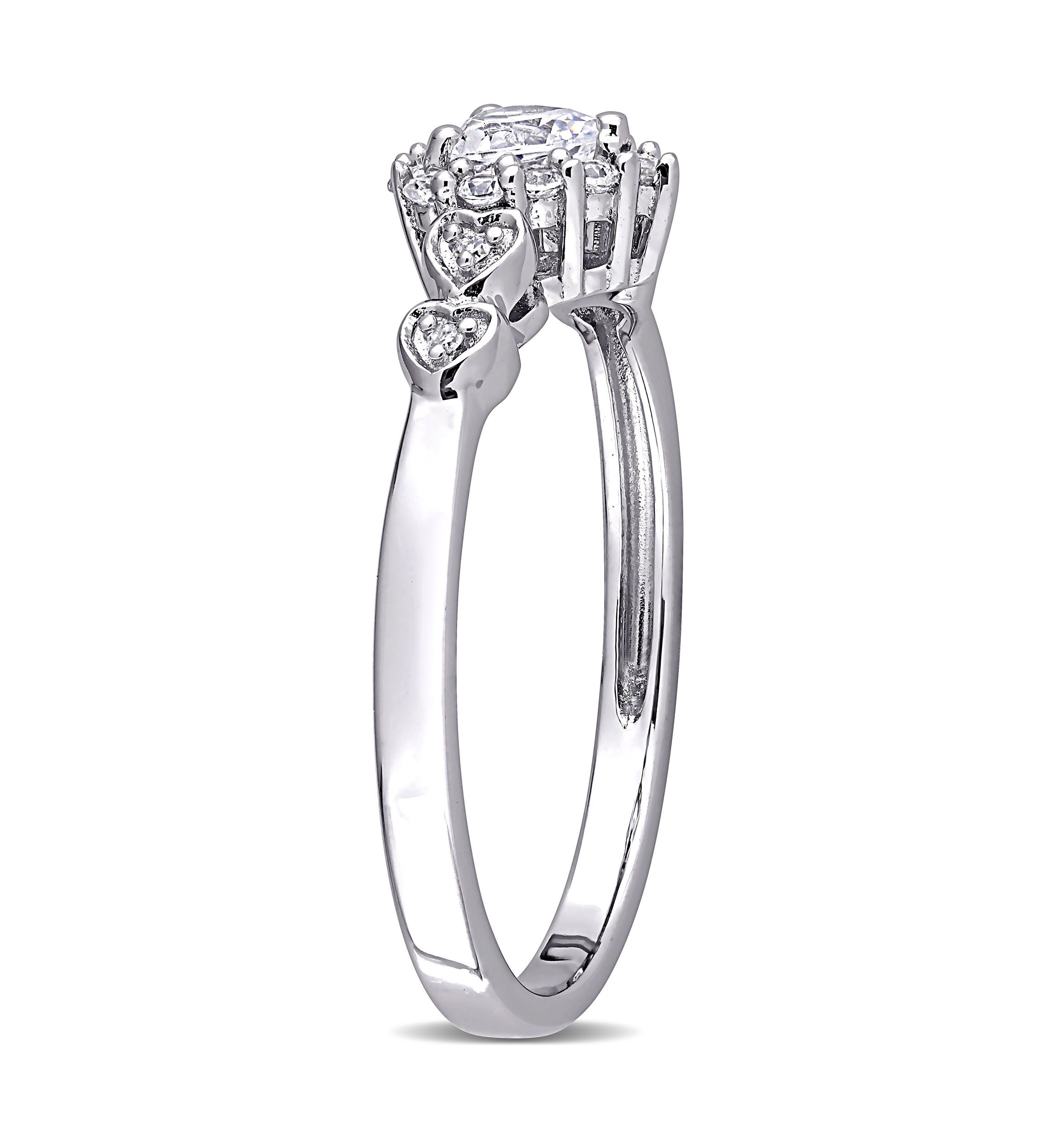 Lab Created 3/8 CT TGW Created White Sapphire and Diamond-Accent Heart Ring in Sterling Silver