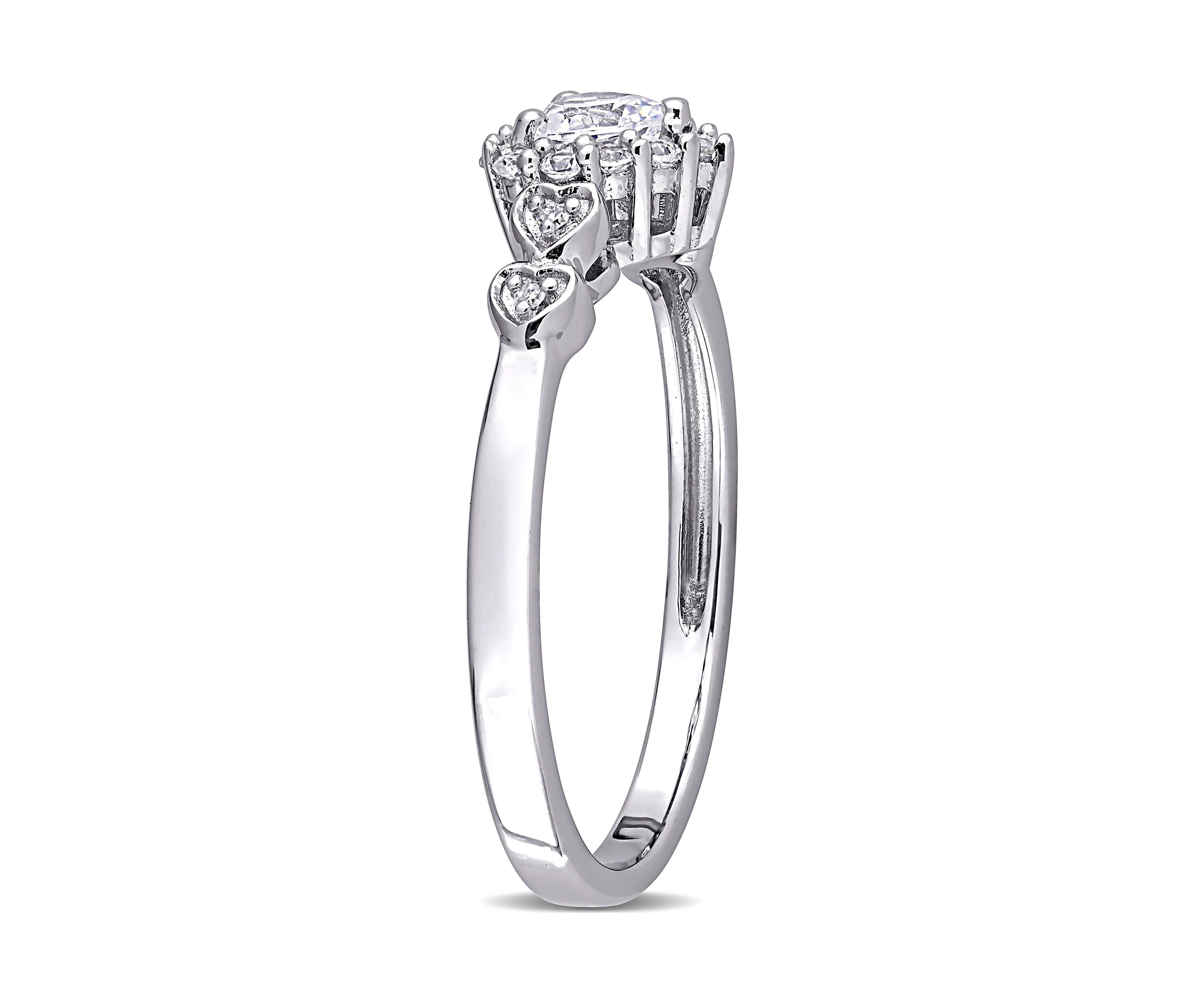 Lab Created 3/8 CT TGW Created White Sapphire and Diamond-Accent Heart Ring in Sterling Silver