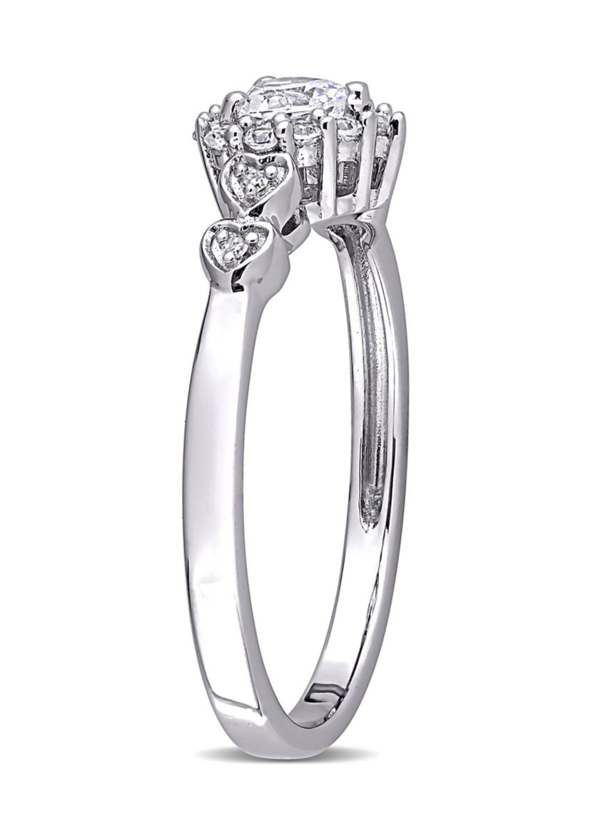 Lab Created 3/8 CT TGW Created White Sapphire and Diamond-Accent Heart Ring in Sterling Silver