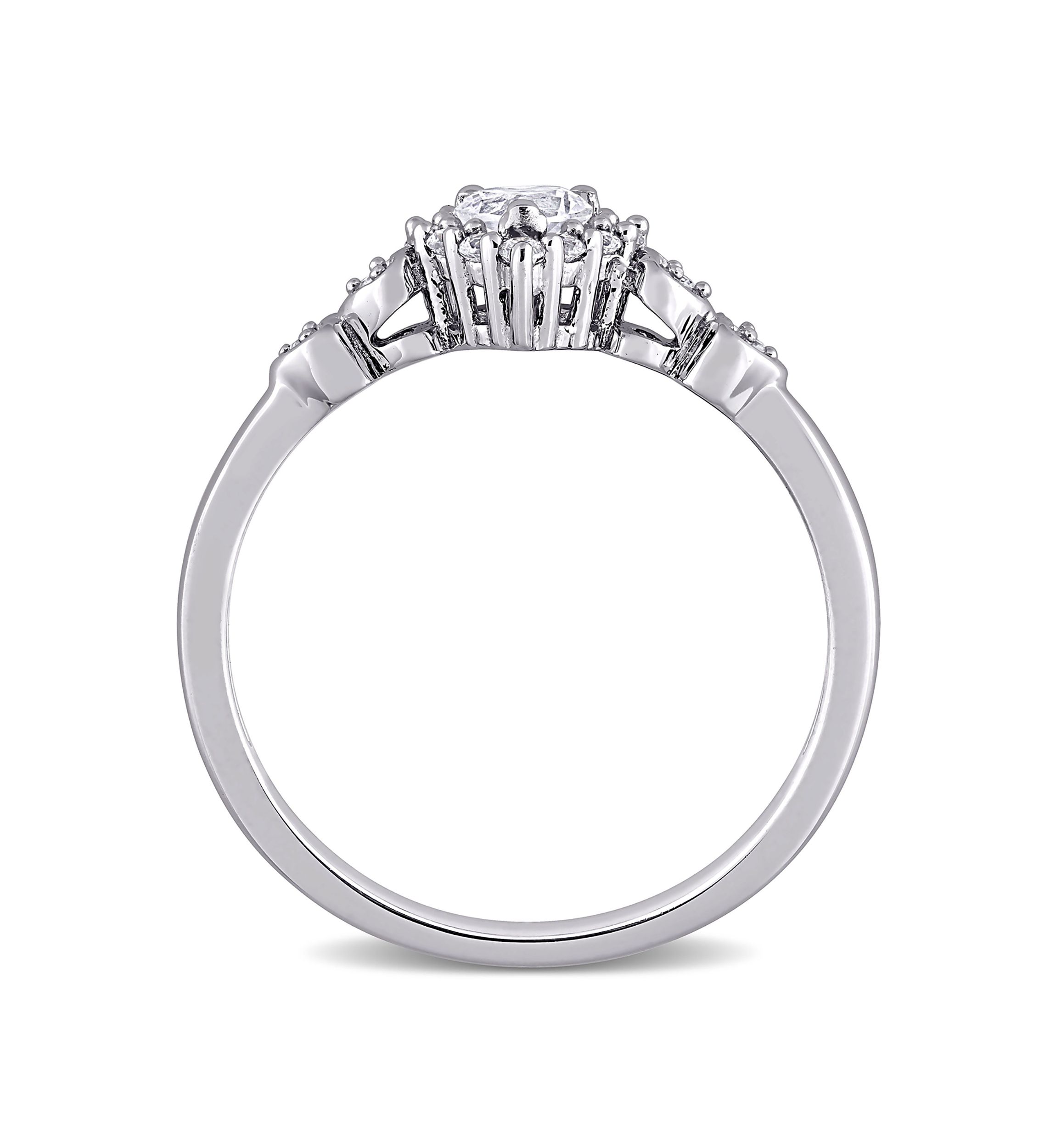 Lab Created 3/8 CT TGW Created White Sapphire and Diamond-Accent Heart Ring in Sterling Silver