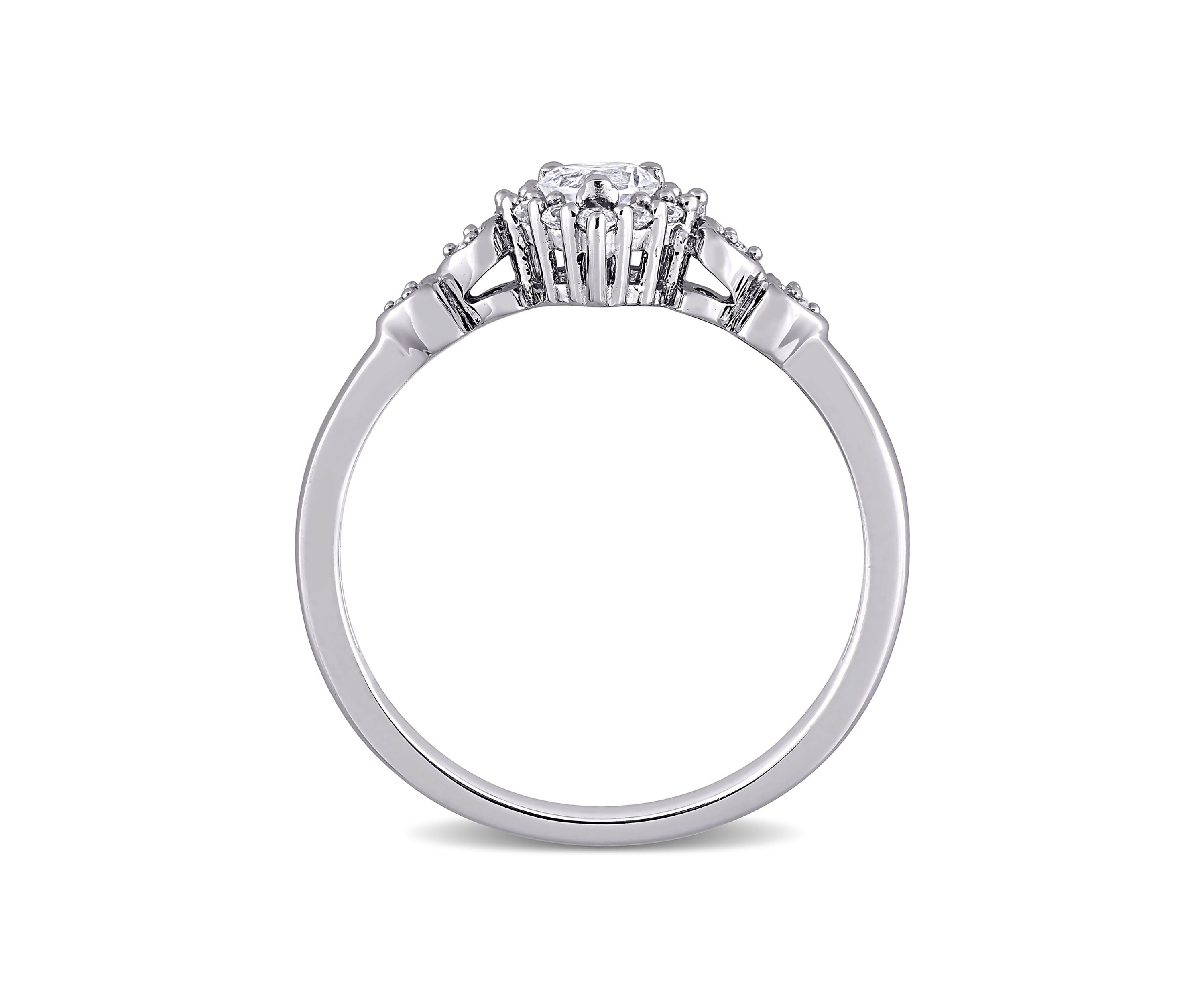 Lab Created 3/8 CT TGW Created White Sapphire and Diamond-Accent Heart Ring in Sterling Silver