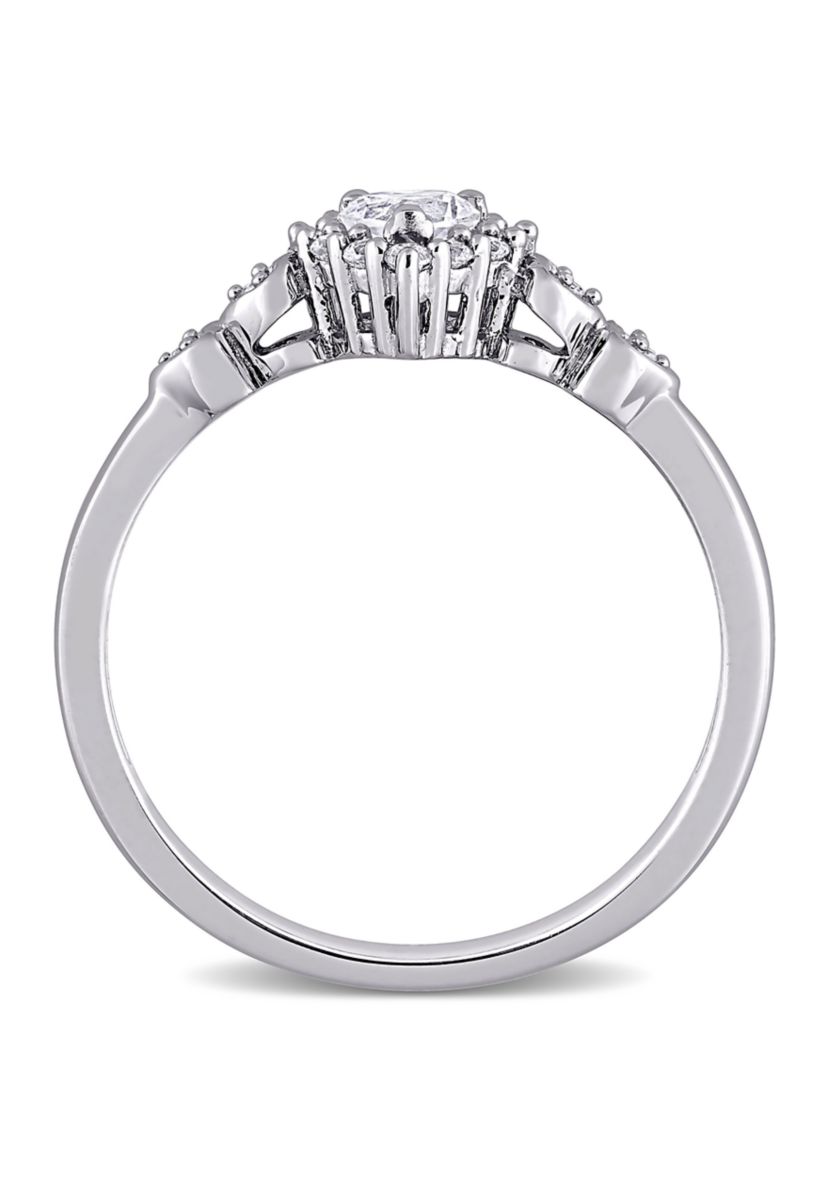 Lab Created 3/8 CT TGW Created White Sapphire and Diamond-Accent Heart Ring in Sterling Silver