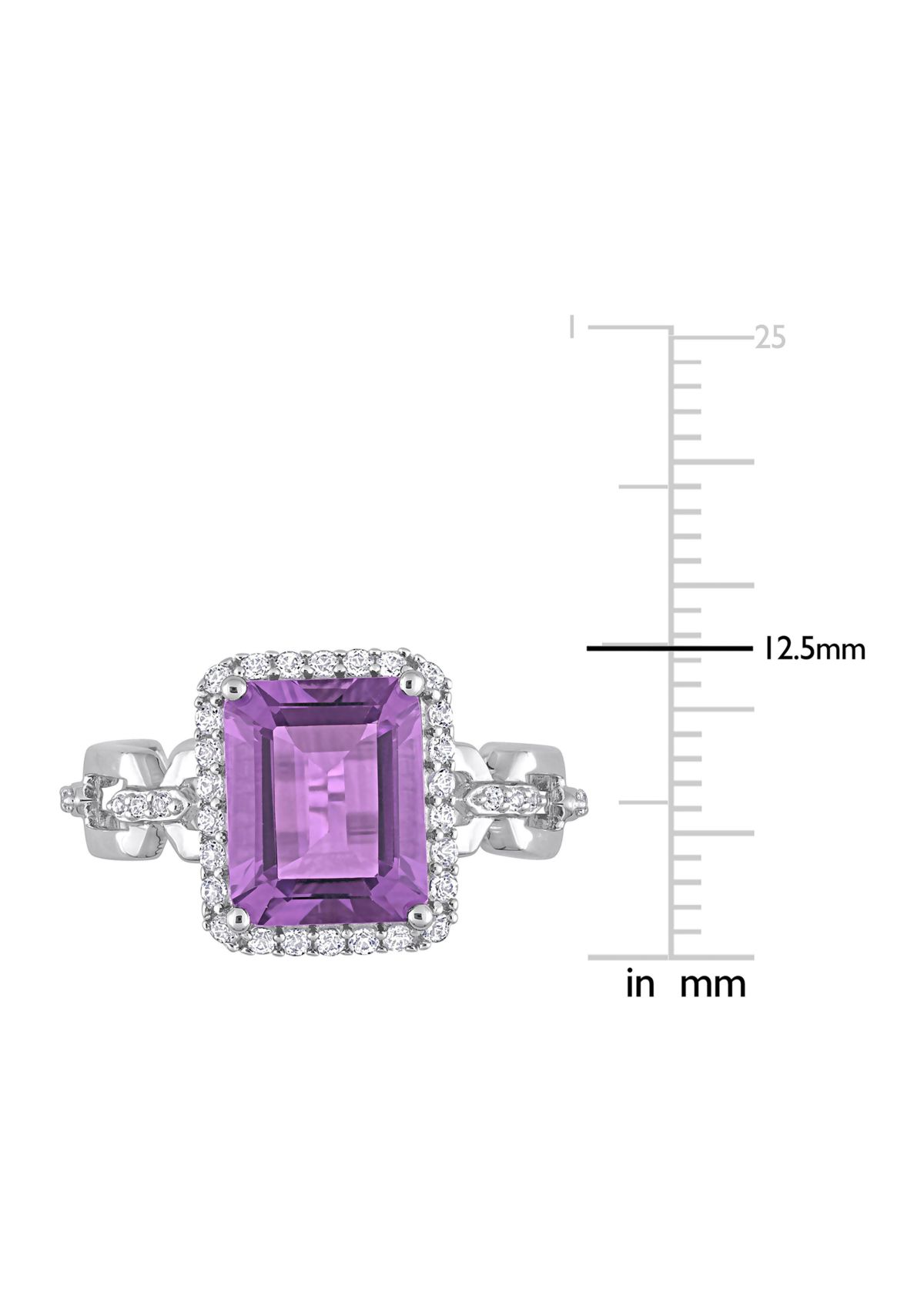 3 1/2 CT TGW Amethyst and White Topaz Halo Ring in Sterling Silver