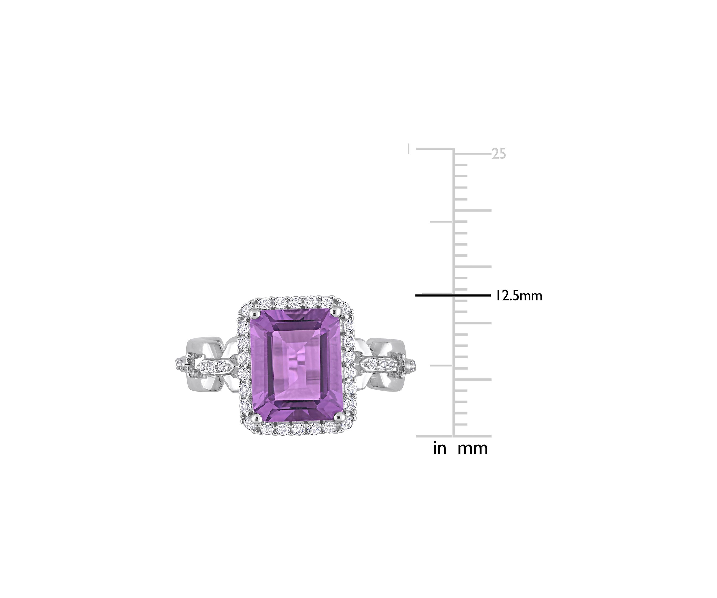 3 1/2 CT TGW Amethyst and White Topaz Halo Ring in Sterling Silver
