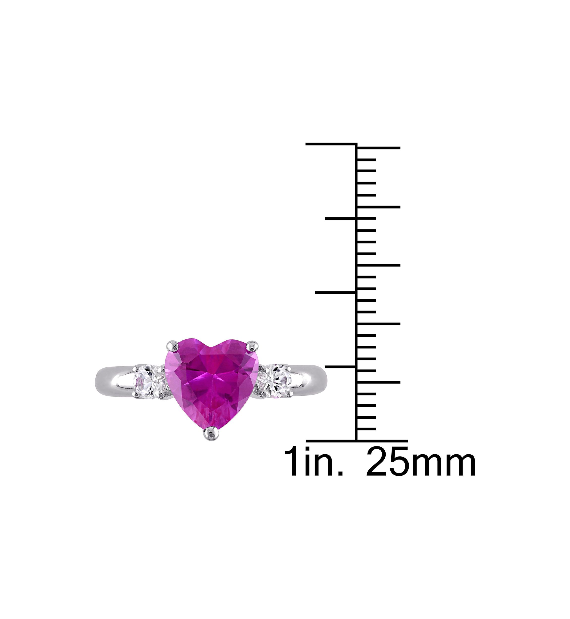 Lab Created Created Pink and Created White Sapphire Heart Ring in Sterling Silver