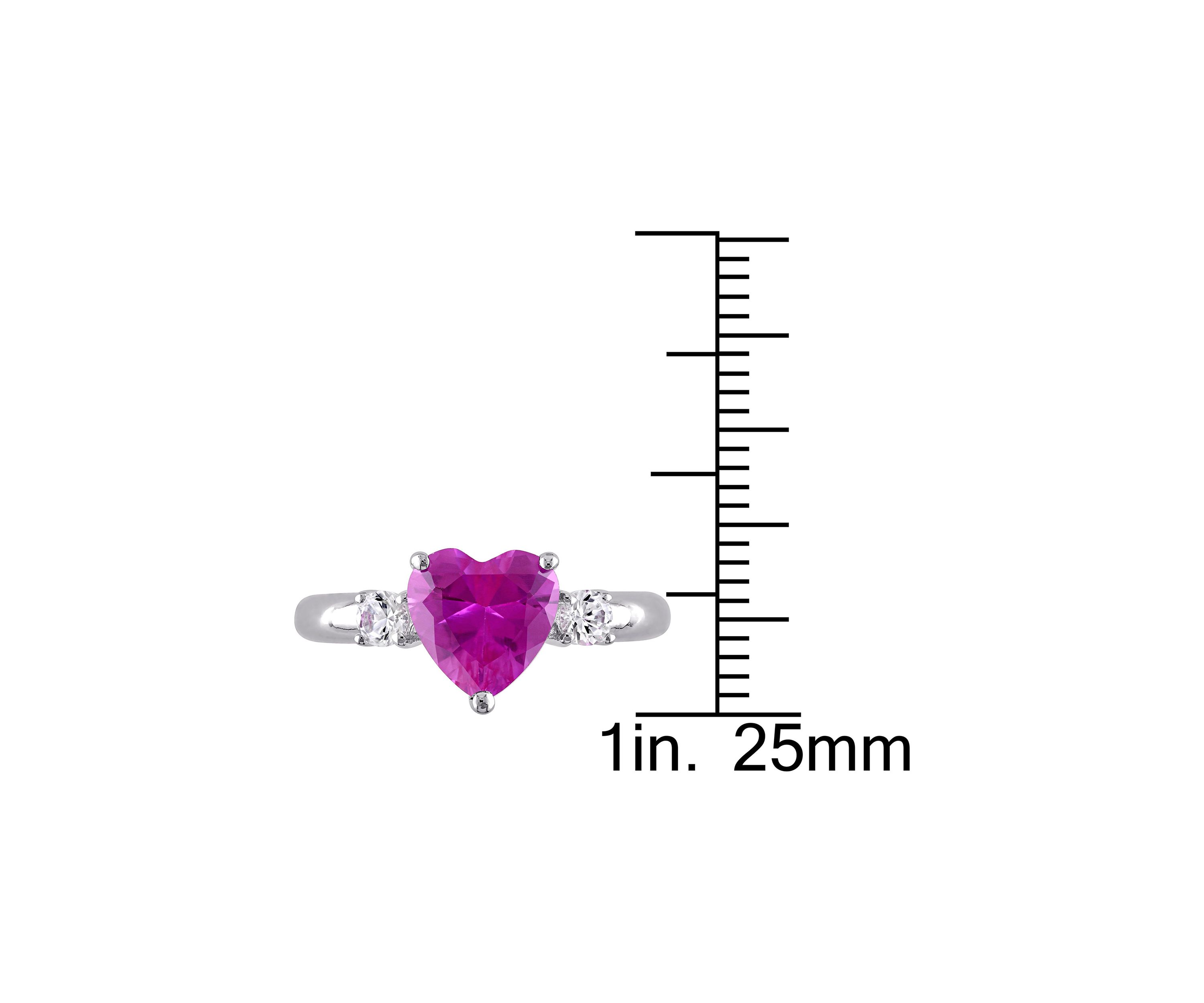 Lab Created Created Pink and Created White Sapphire Heart Ring in Sterling Silver