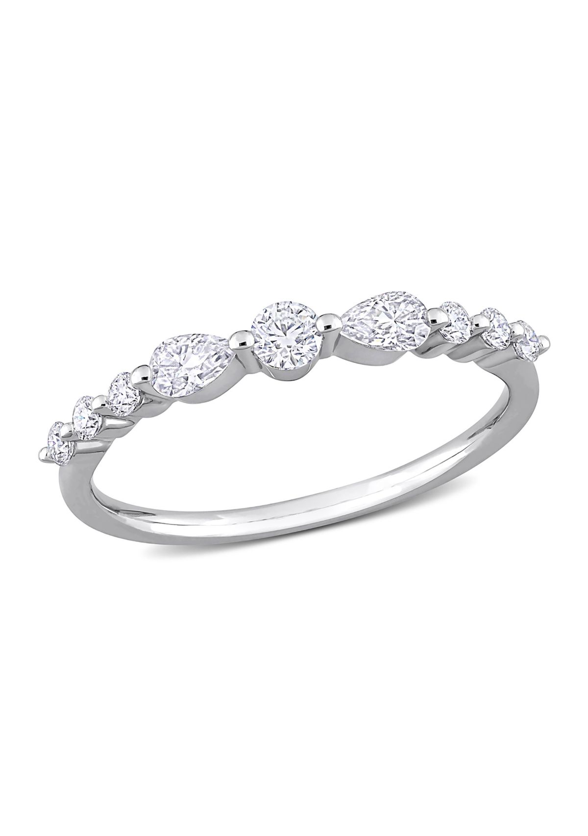 Lab Created 3/8 CT DEW Created Moissanite Semi-Eternity Ring in Sterling Silver