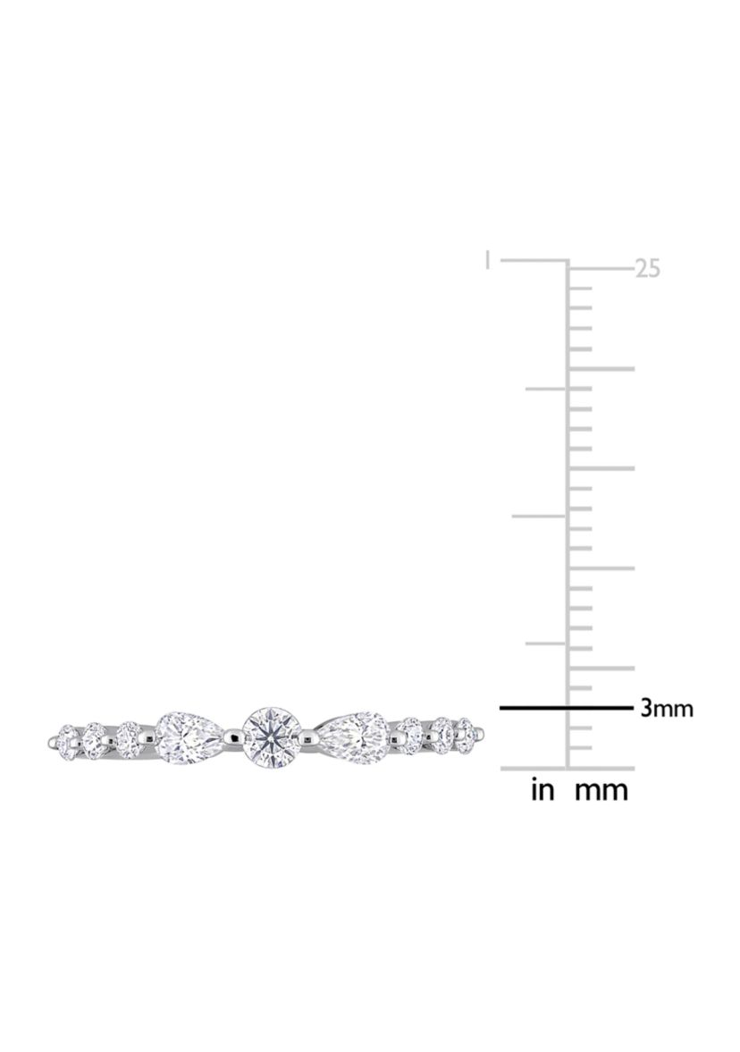 Lab Created 3/8 CT DEW Created Moissanite Semi-Eternity Ring in Sterling Silver