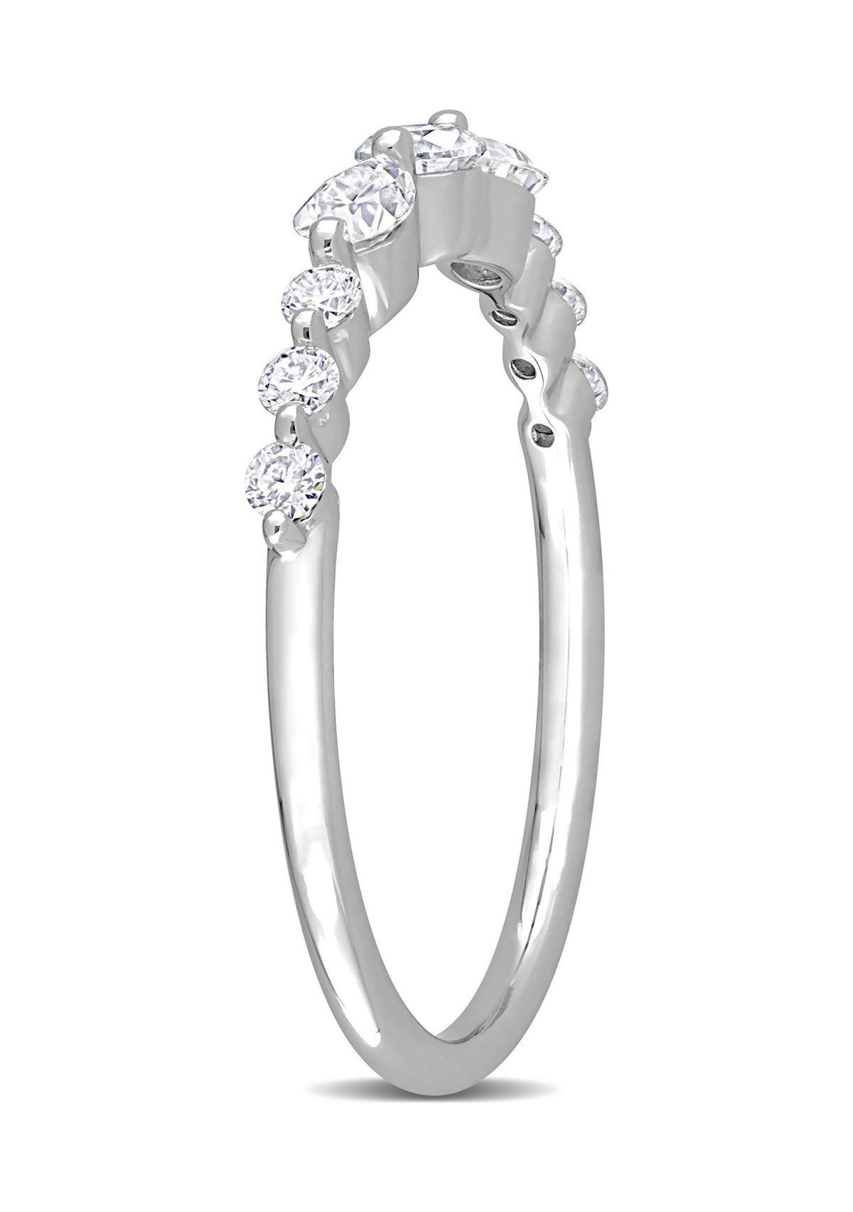Lab Created 3/8 CT DEW Created Moissanite Semi-Eternity Ring in Sterling Silver