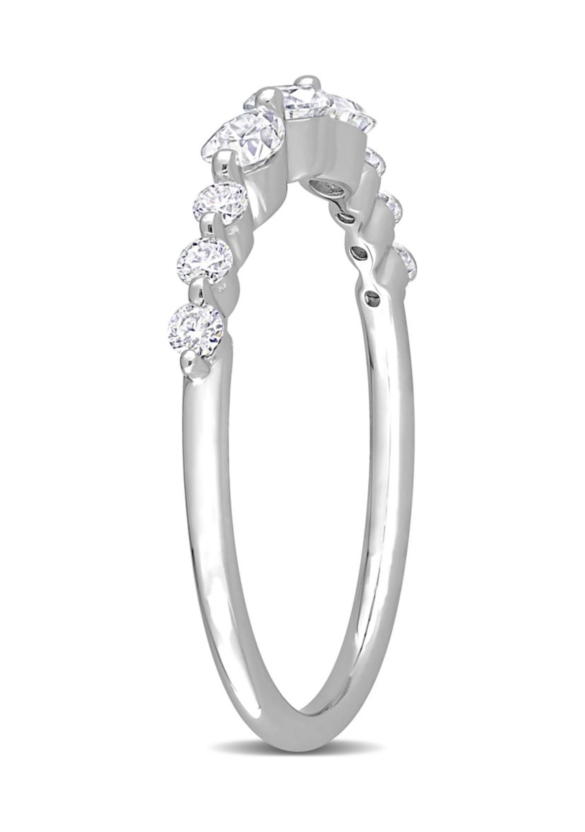 Lab Created 3/8 CT DEW Created Moissanite Semi-Eternity Ring in Sterling Silver