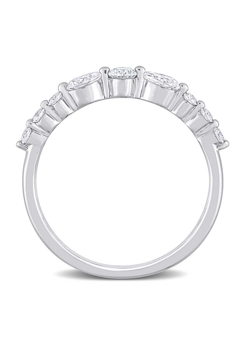 Lab Created 3/8 CT DEW Created Moissanite Semi-Eternity Ring in Sterling Silver