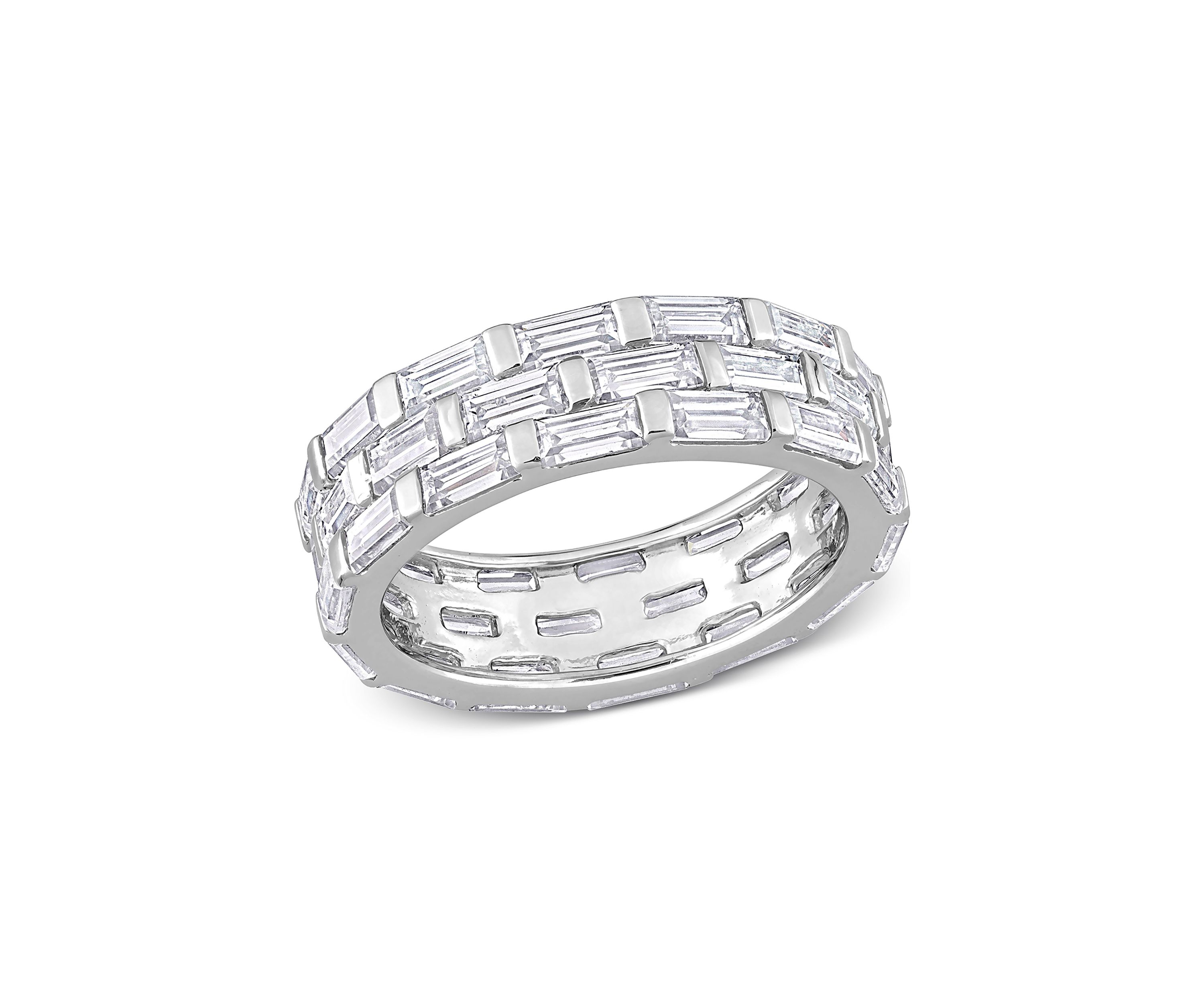 Lab Created 4 5/8 CT DEW Created Moissanite Triple Band Ring in Sterling Silver
