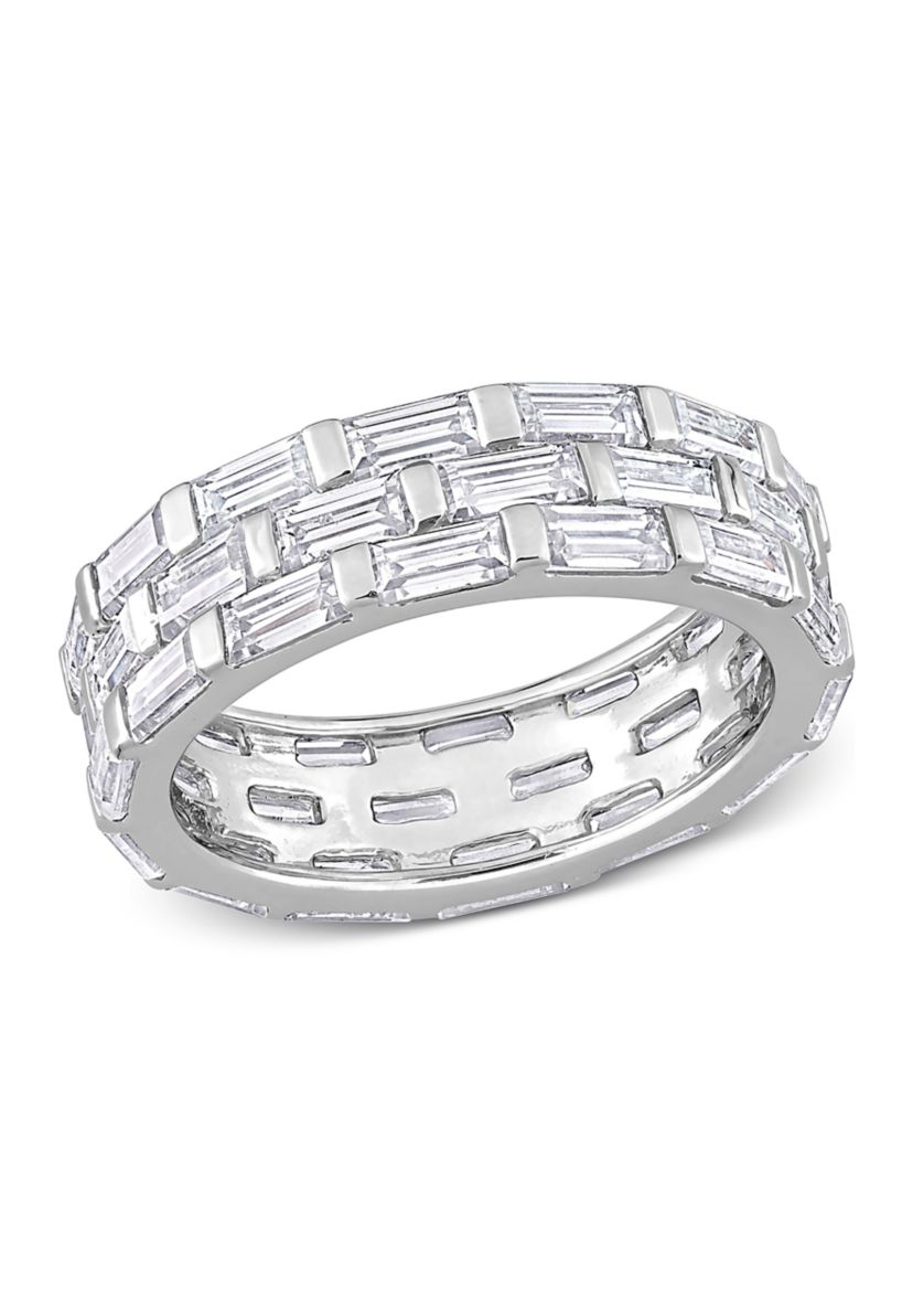 Lab Created 4 5/8 CT DEW Created Moissanite Triple Band Ring in Sterling Silver