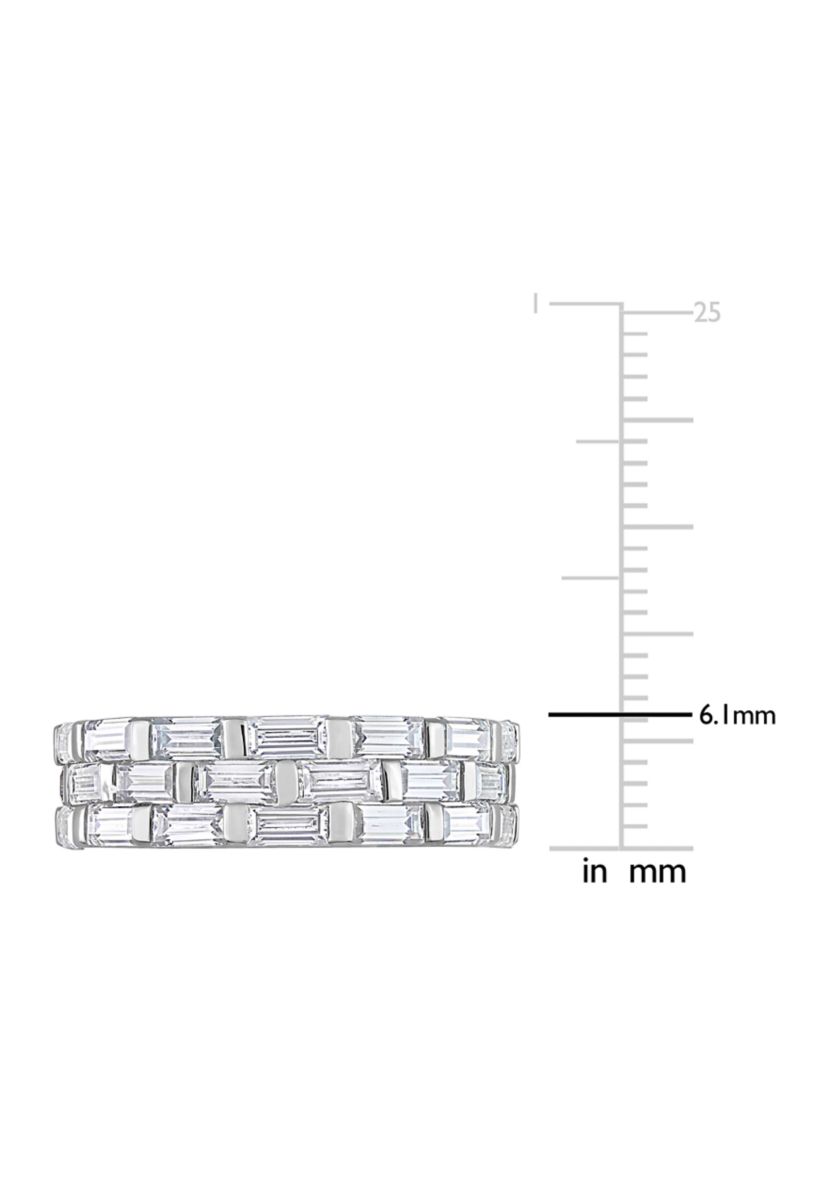Lab Created 4 5/8 CT DEW Created Moissanite Triple Band Ring in Sterling Silver