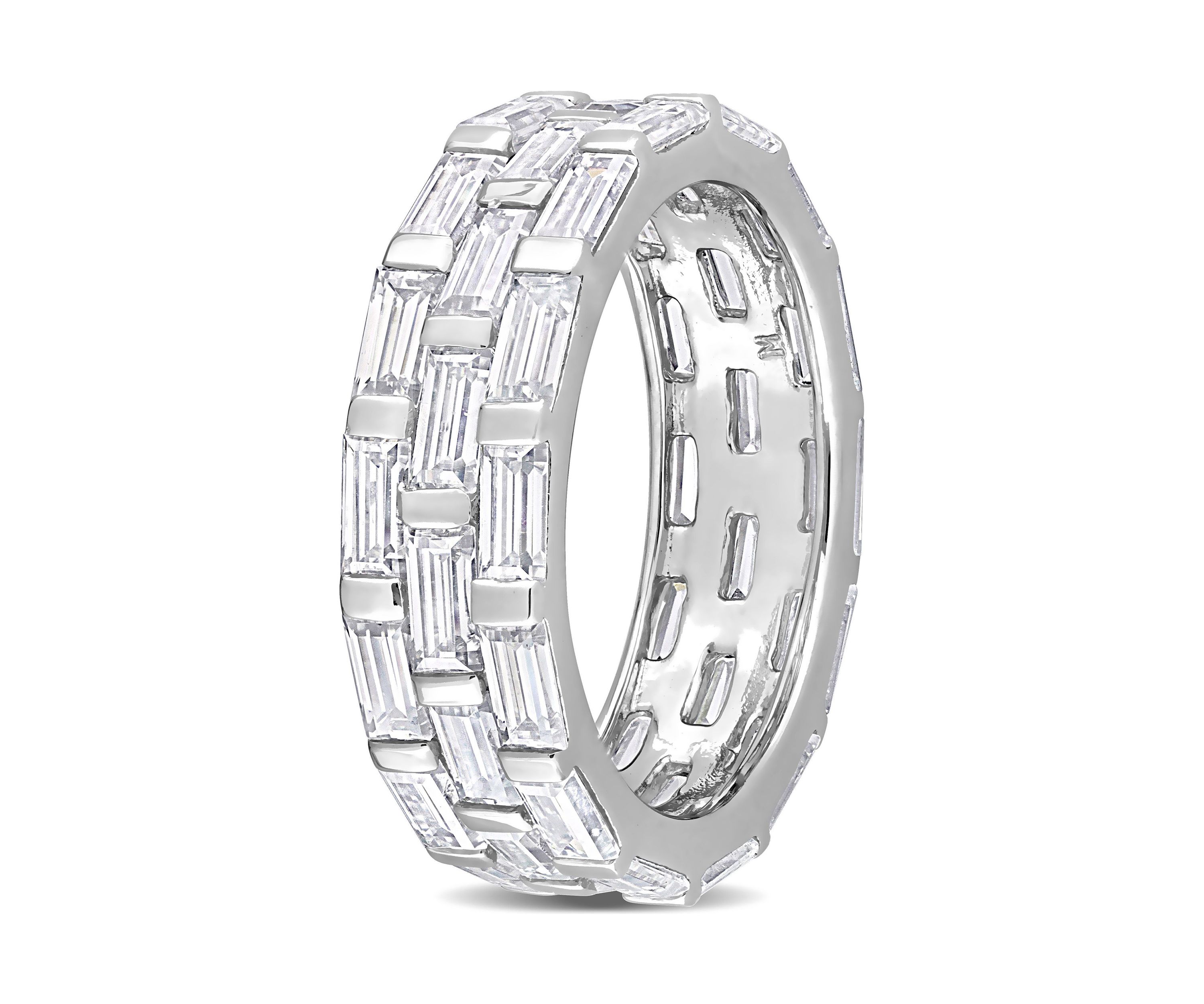 Lab Created 4 5/8 CT DEW Created Moissanite Triple Band Ring in Sterling Silver