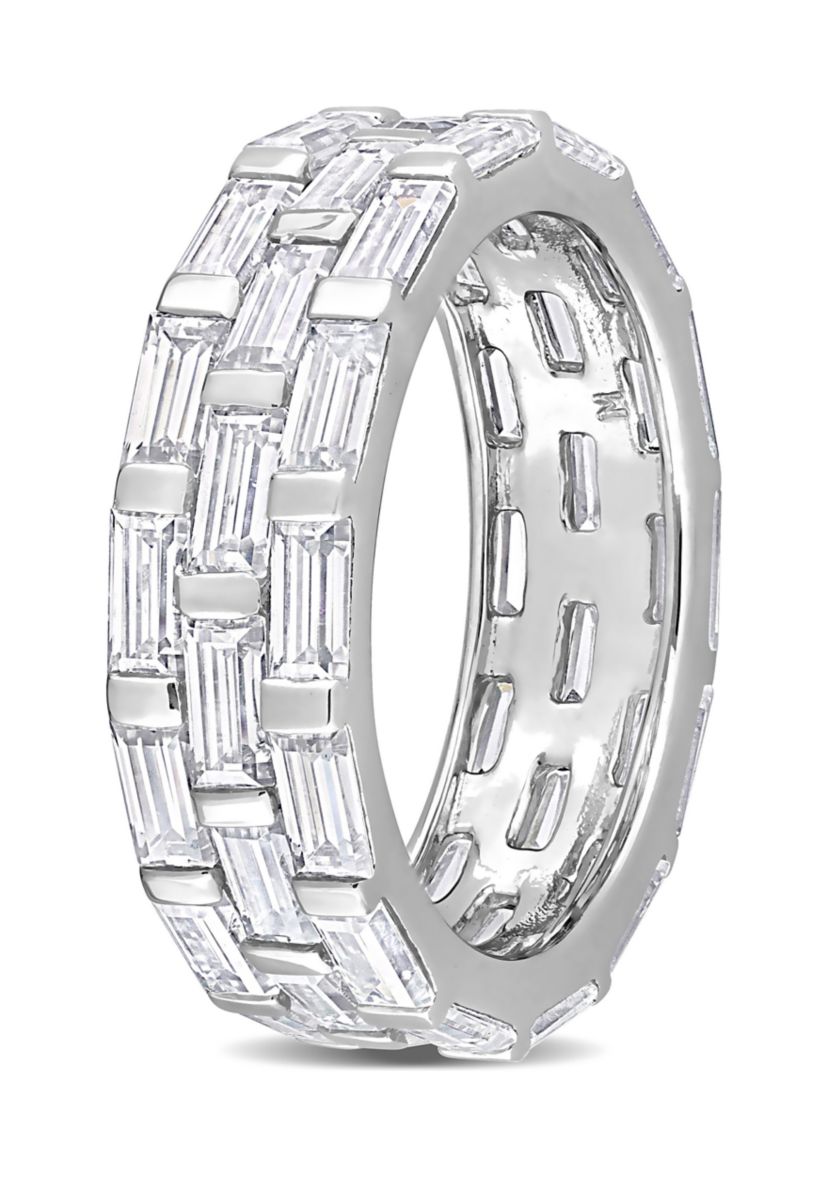 Lab Created 4 5/8 CT DEW Created Moissanite Triple Band Ring in Sterling Silver
