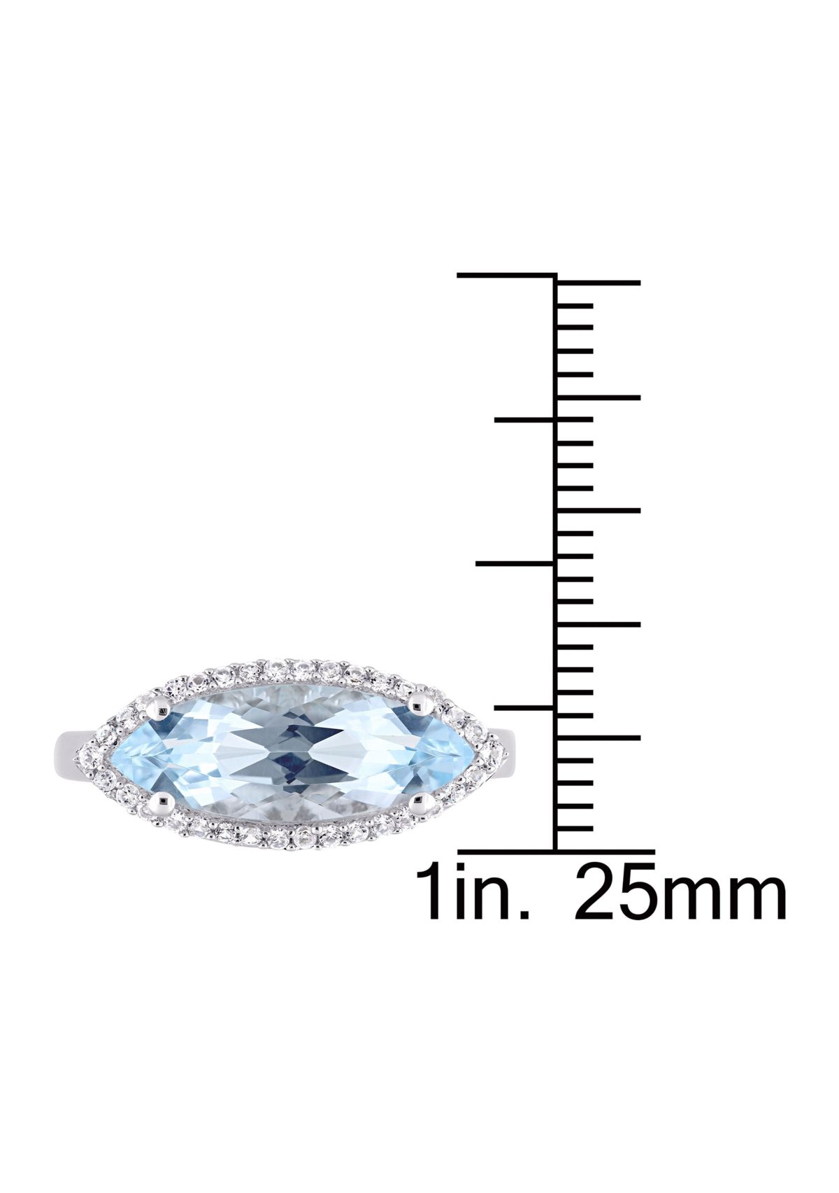 2 7/8 CT TGW Marquise Shape Sky Blue Topaz and White Topaz Halo Ring in Sterling Silver