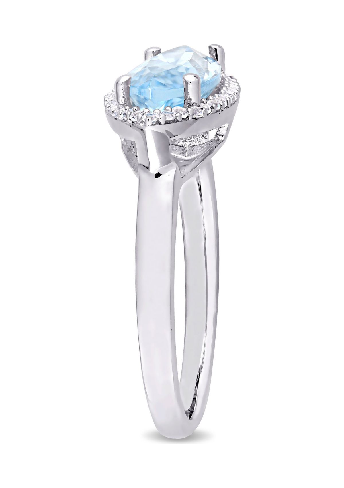 2 7/8 CT TGW Marquise Shape Sky Blue Topaz and White Topaz Halo Ring in Sterling Silver