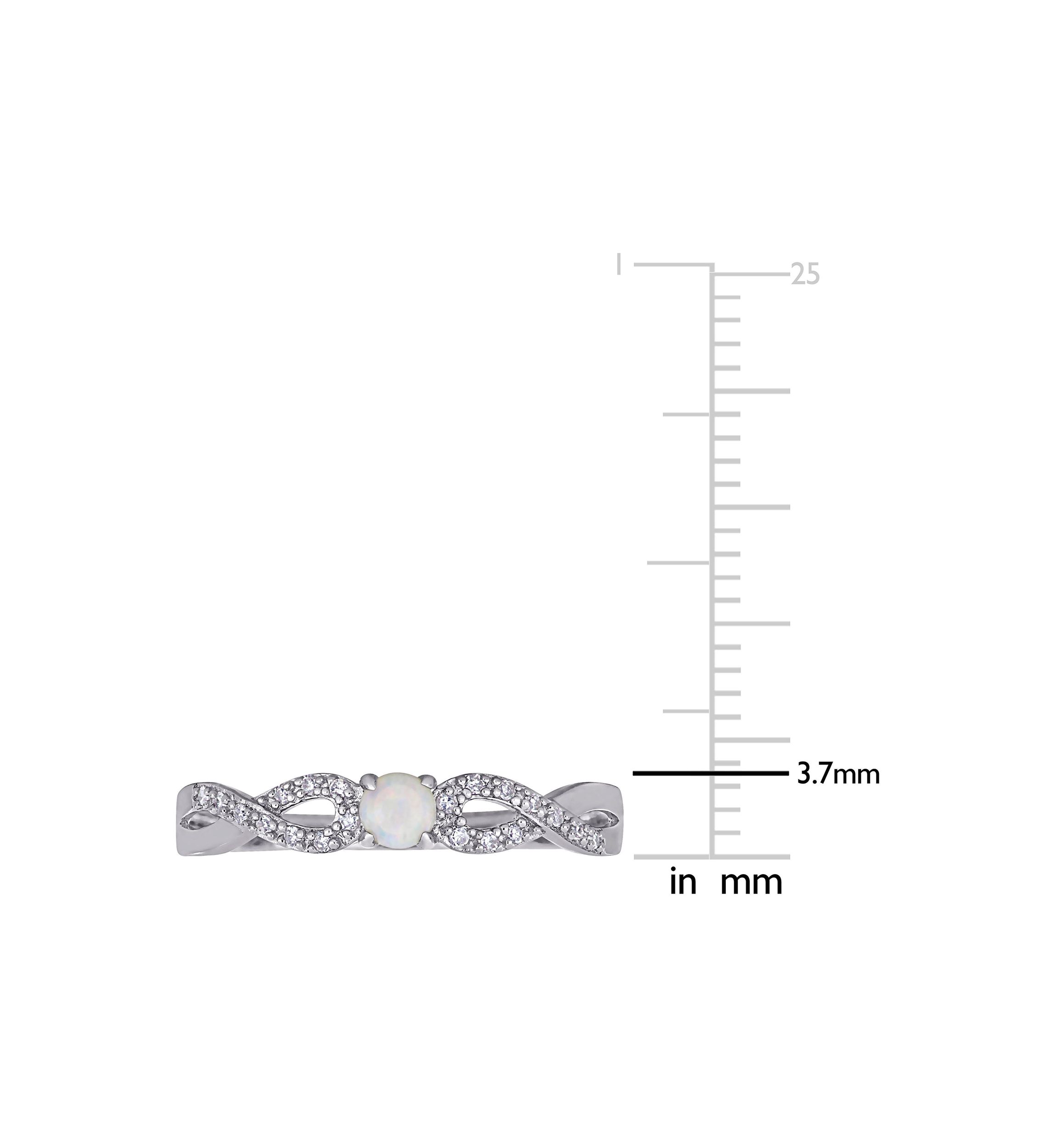 1/10 CT TW Diamond and Opal Infinity Ring in Sterling Silver