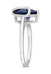 Lab Created Princess Cut Created Blue Sapphire Ring in Sterling Silver