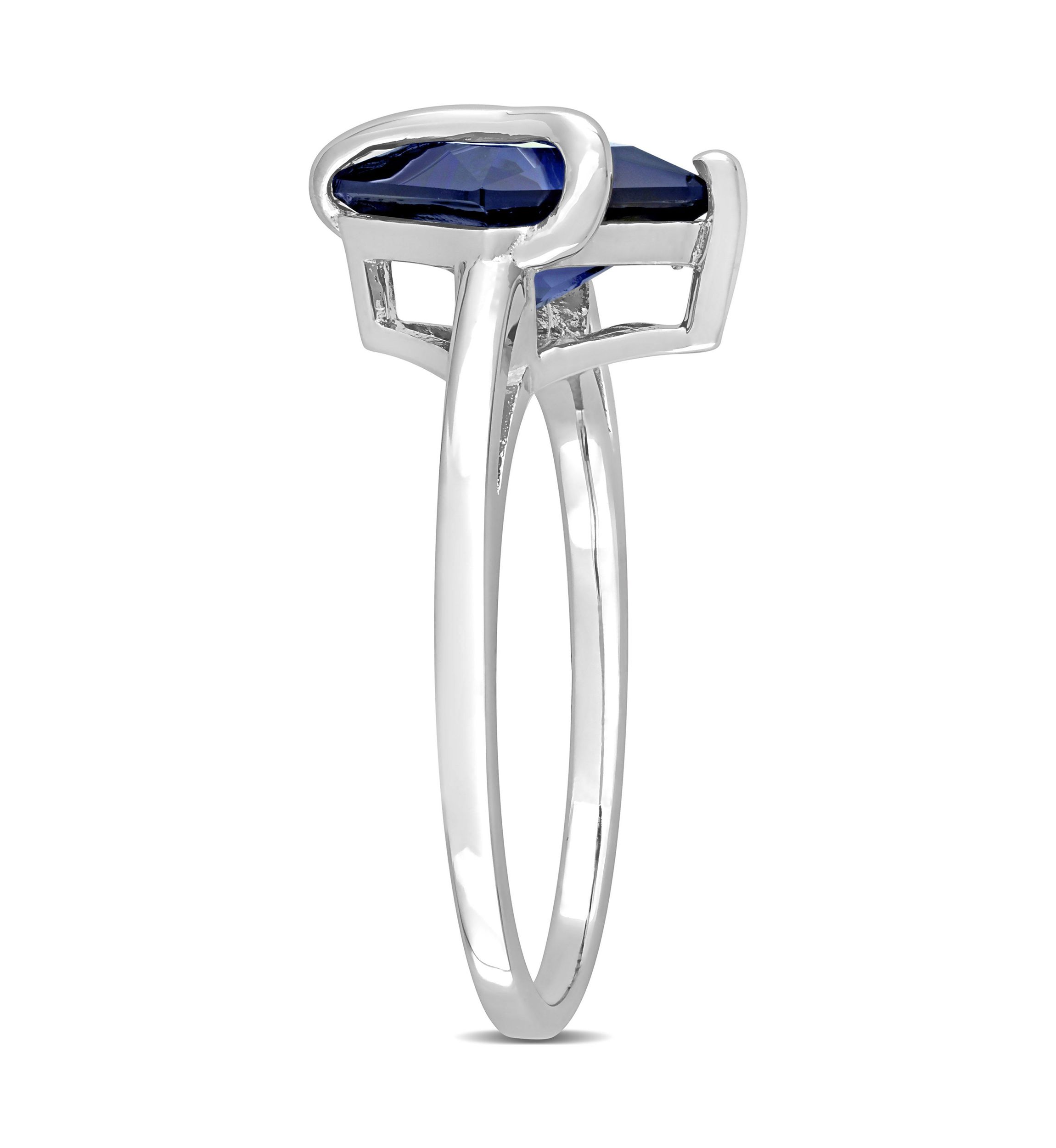 Lab Created Princess Cut Created Blue Sapphire Ring in Sterling Silver