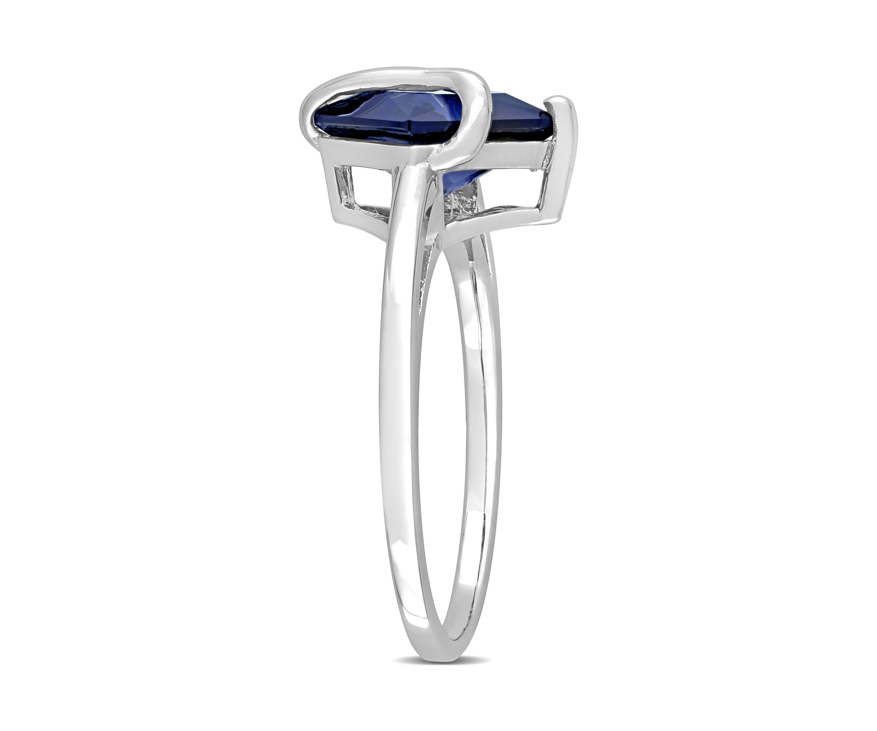 Lab Created Princess Cut Created Blue Sapphire Ring in Sterling Silver
