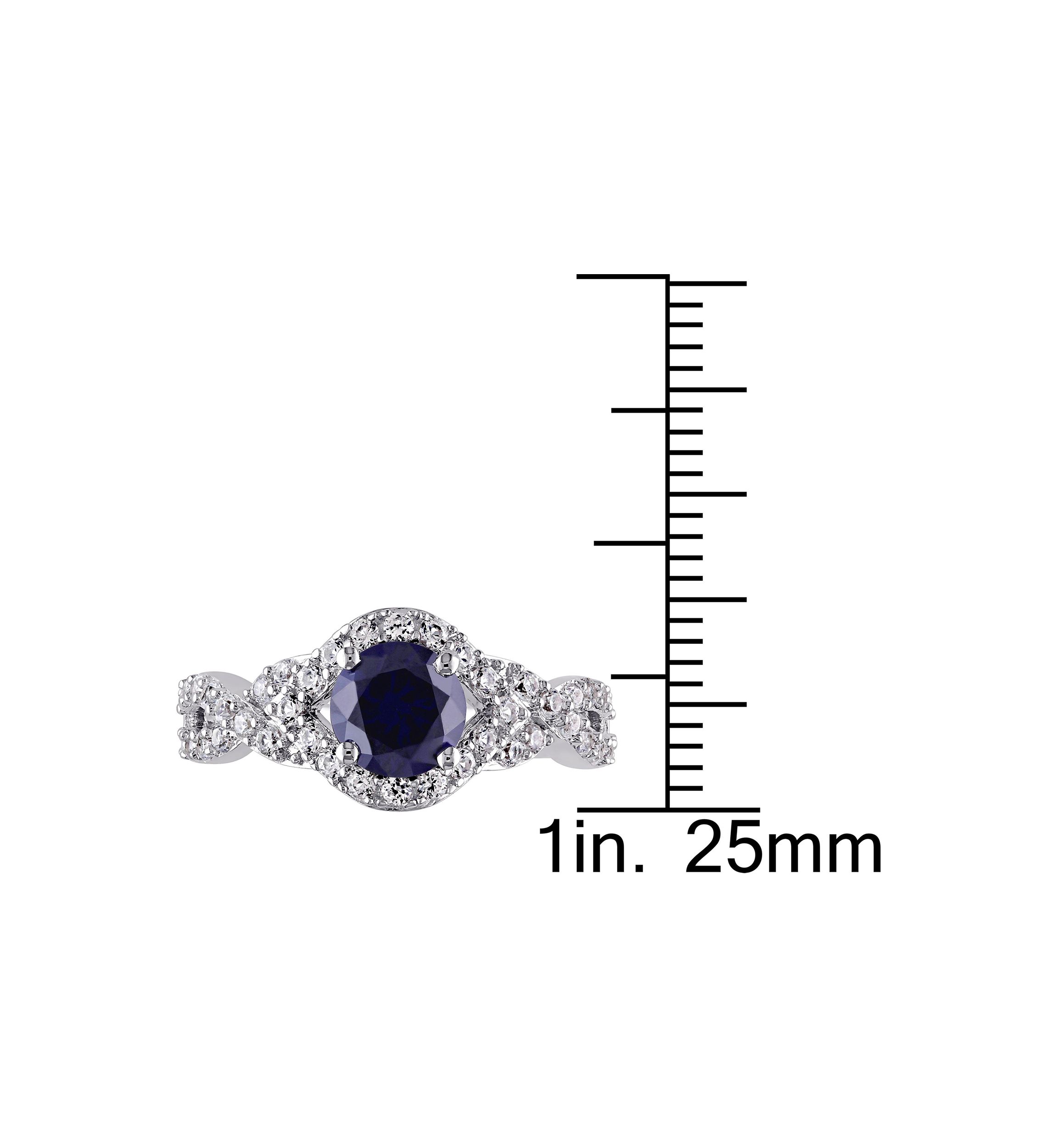 Lab Created 2 1/10 CT TGW Created Blue and Created White Sapphire Crossover Twist Ring in Sterling Silver