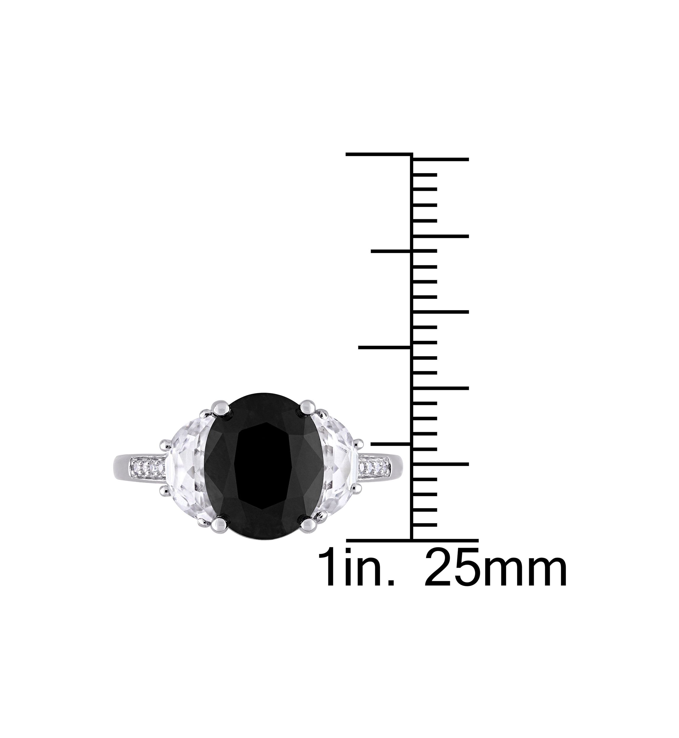 4 3/8 CT TGW Black Sapphire, Created White Sapphire and Diamond Accent Cocktail Ring in Sterling Silver