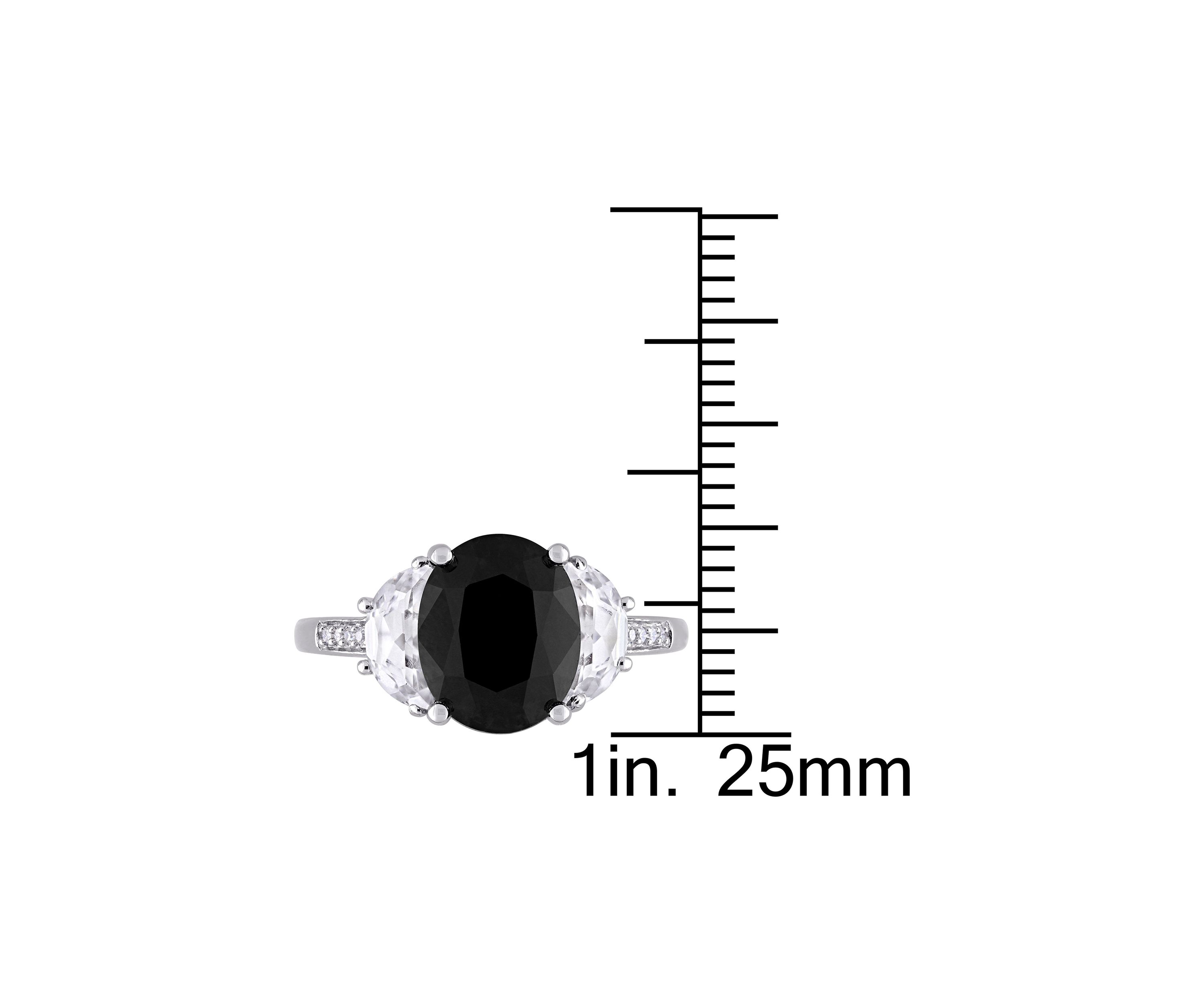 4 3/8 CT TGW Black Sapphire, Created White Sapphire and Diamond Accent Cocktail Ring in Sterling Silver