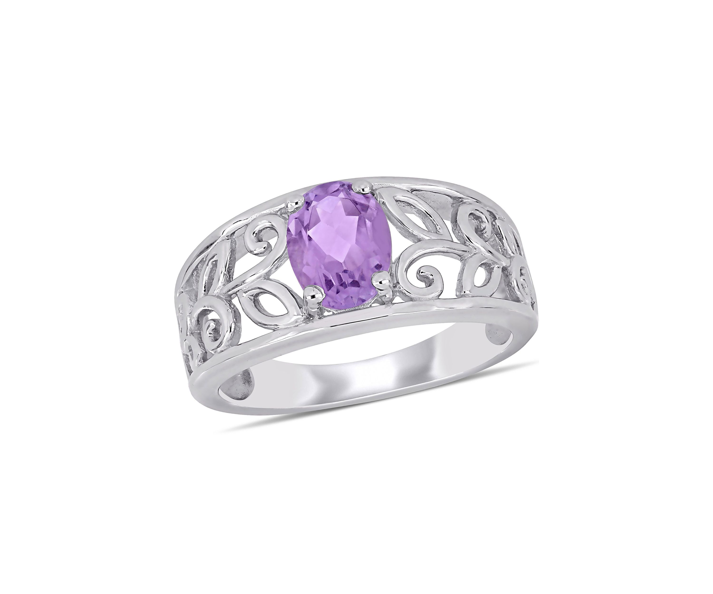 Oval Cut Amethyst Filigree Ring in Sterling Silver