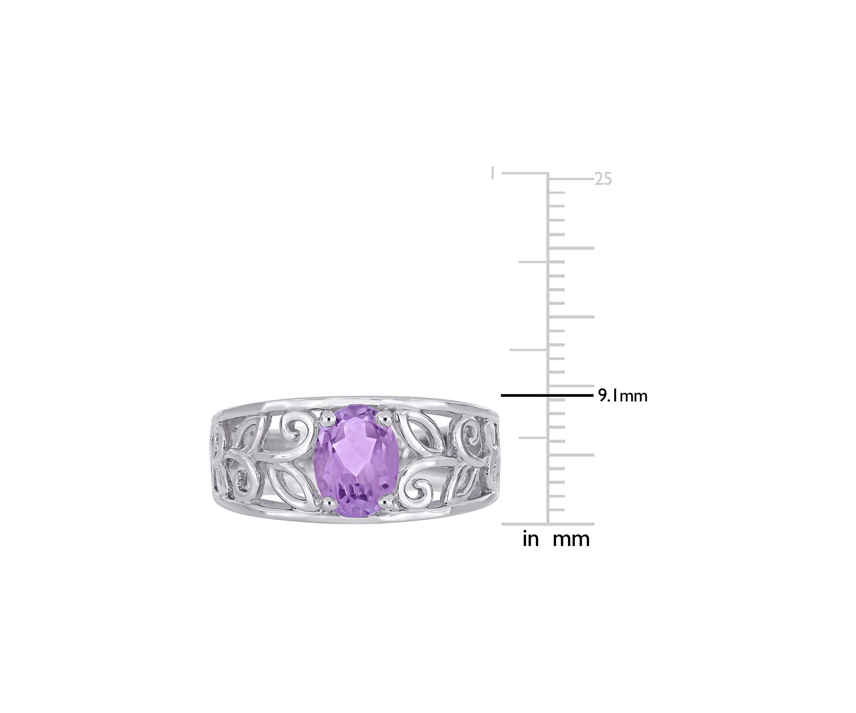 Oval Cut Amethyst Filigree Ring in Sterling Silver