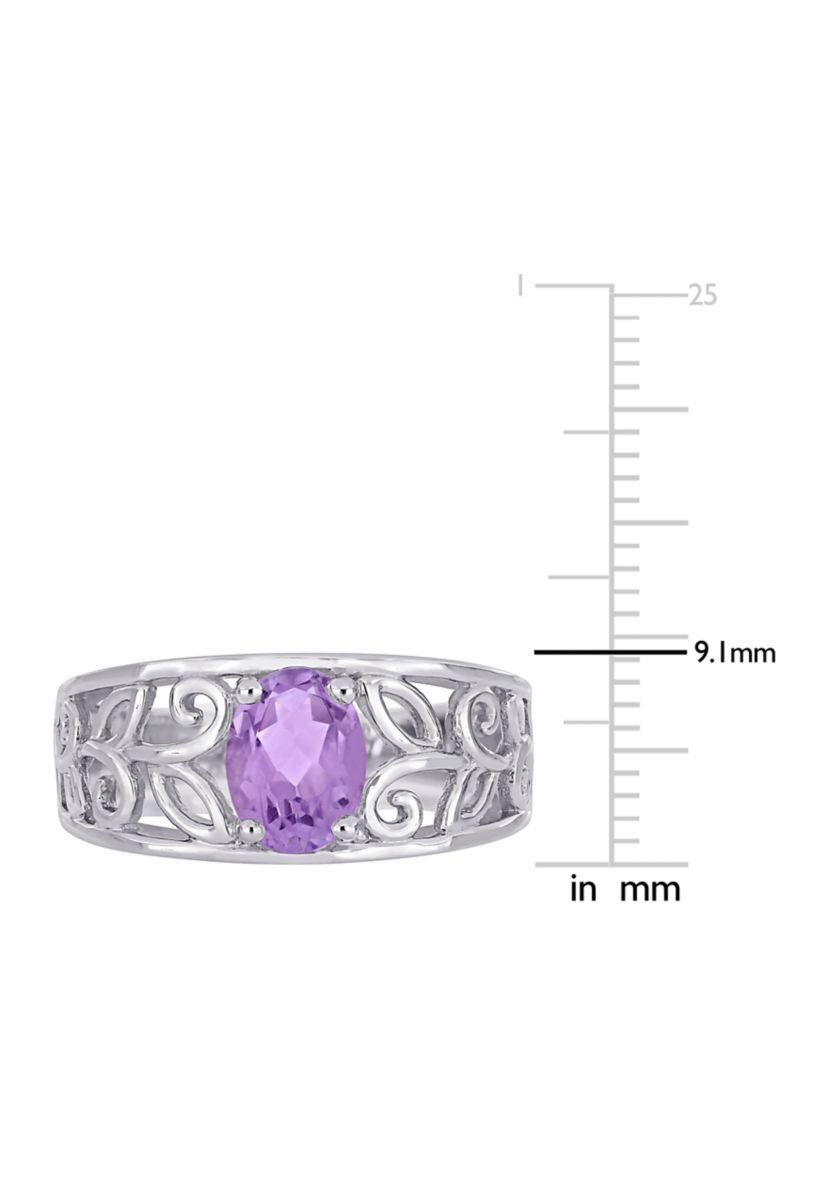 Oval Cut Amethyst Filigree Ring in Sterling Silver