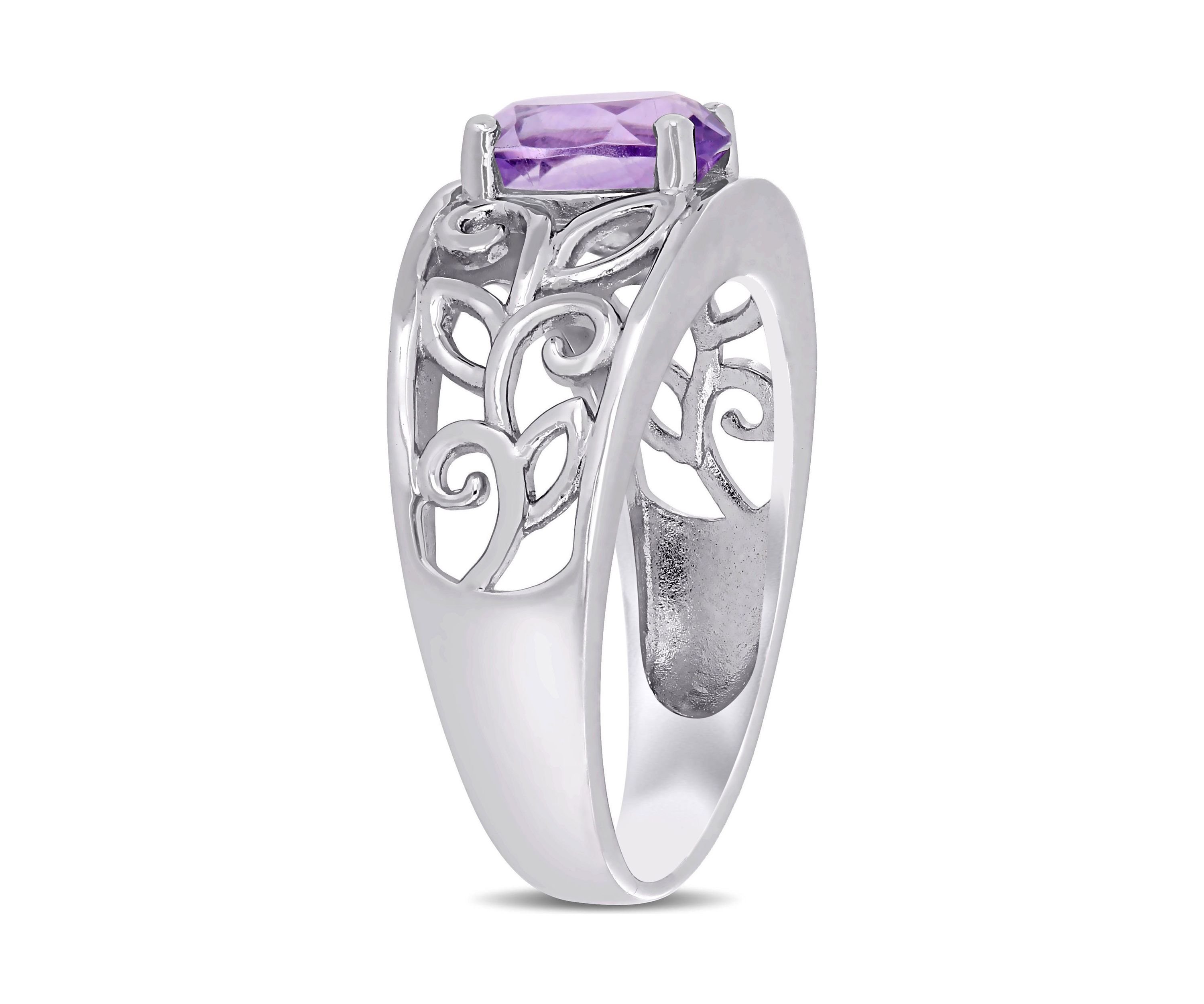 Oval Cut Amethyst Filigree Ring in Sterling Silver