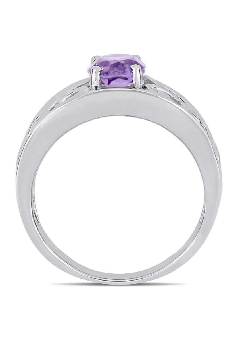Oval Cut Amethyst Filigree Ring in Sterling Silver