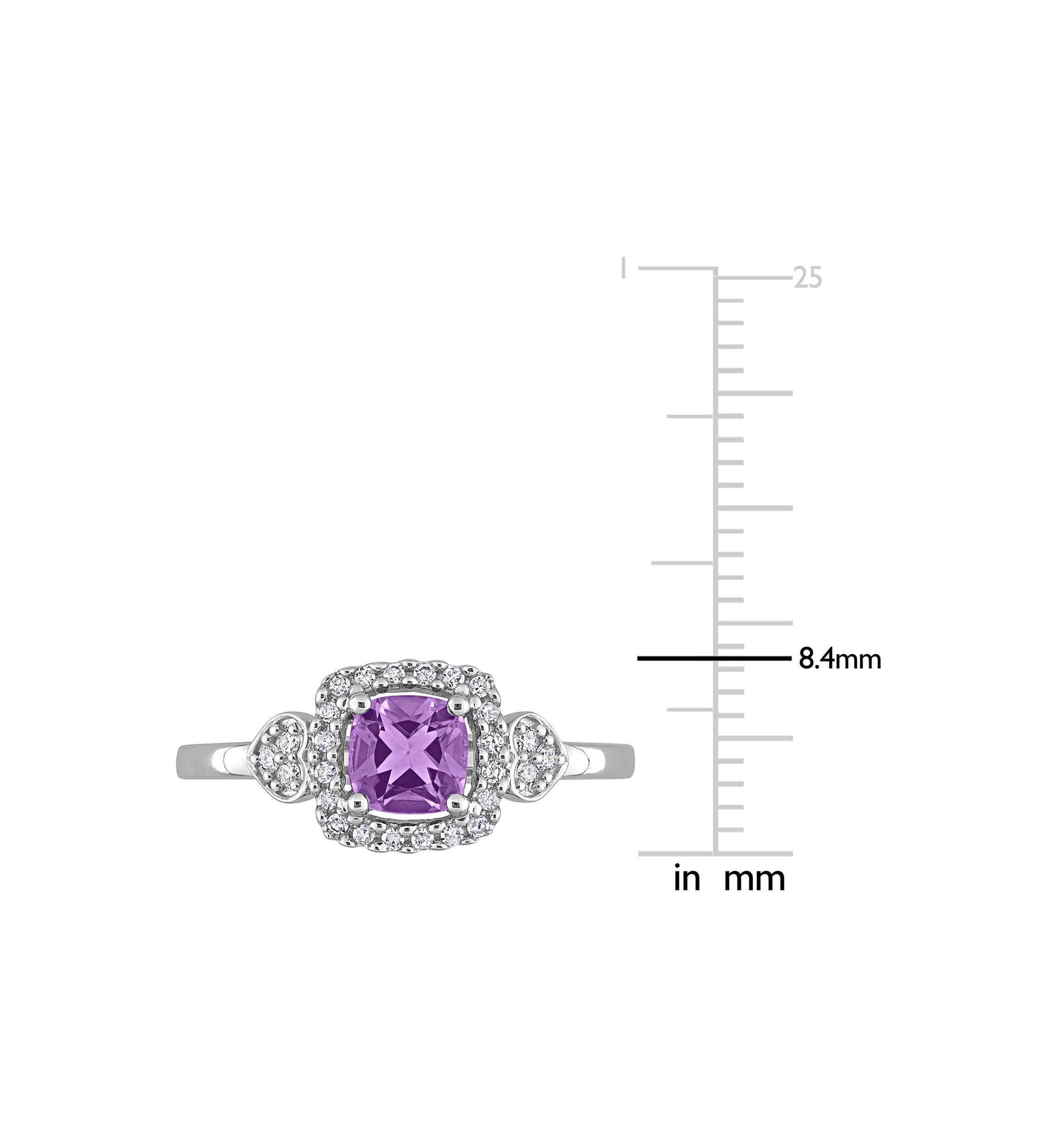 5/8 CT TGW Amethyst and 1/10 CT TW Diamond Halo Ring in Sterling Silver