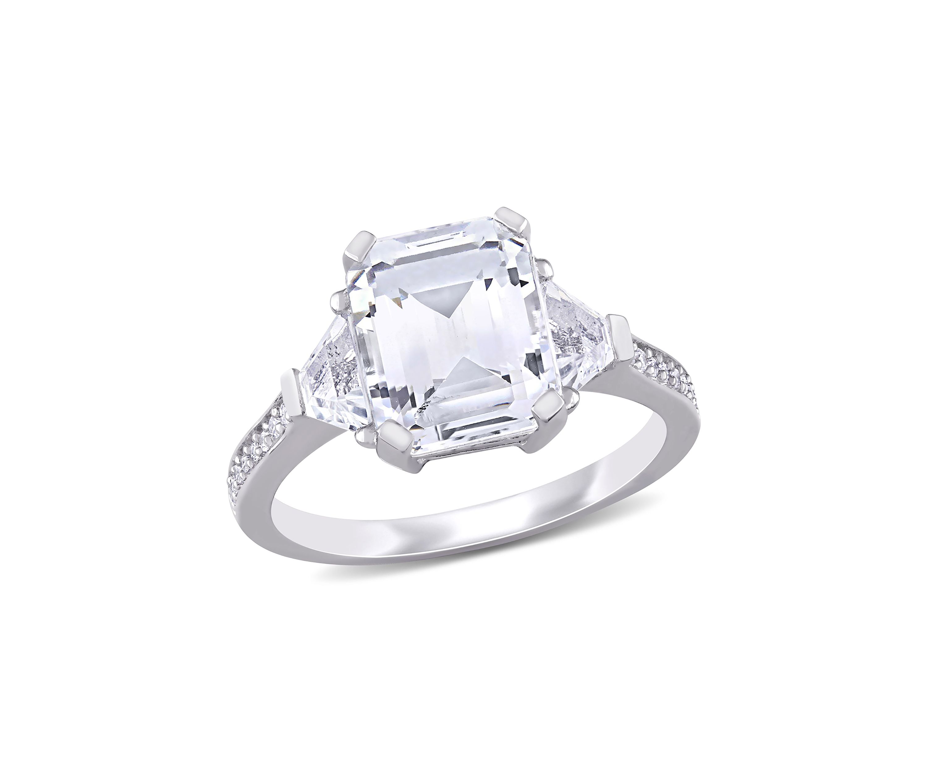5 1/5 CT TGW White Topaz and Diamond Accent Estate Ring in Sterling Silver